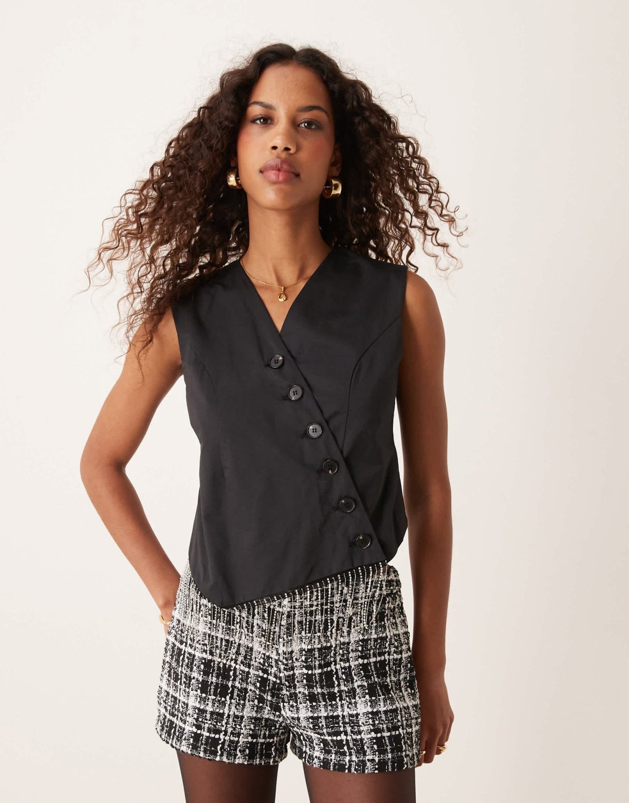 Ghospell asymmetric tailored wrap top in black - ASOS Sample Sale