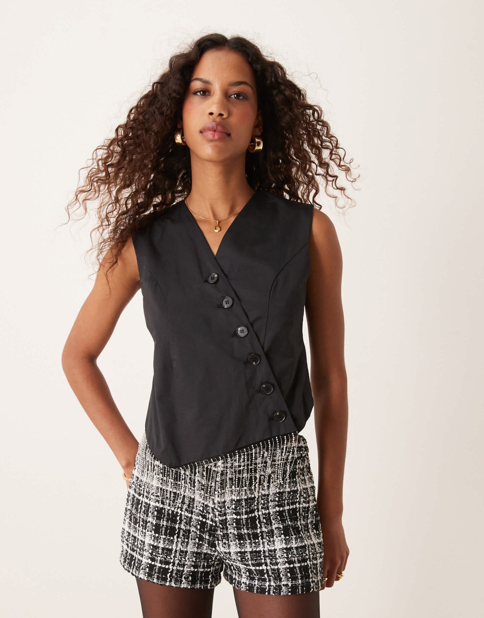 Ghospell asymmetric tailored wrap top in black - ASOS Sample Sale