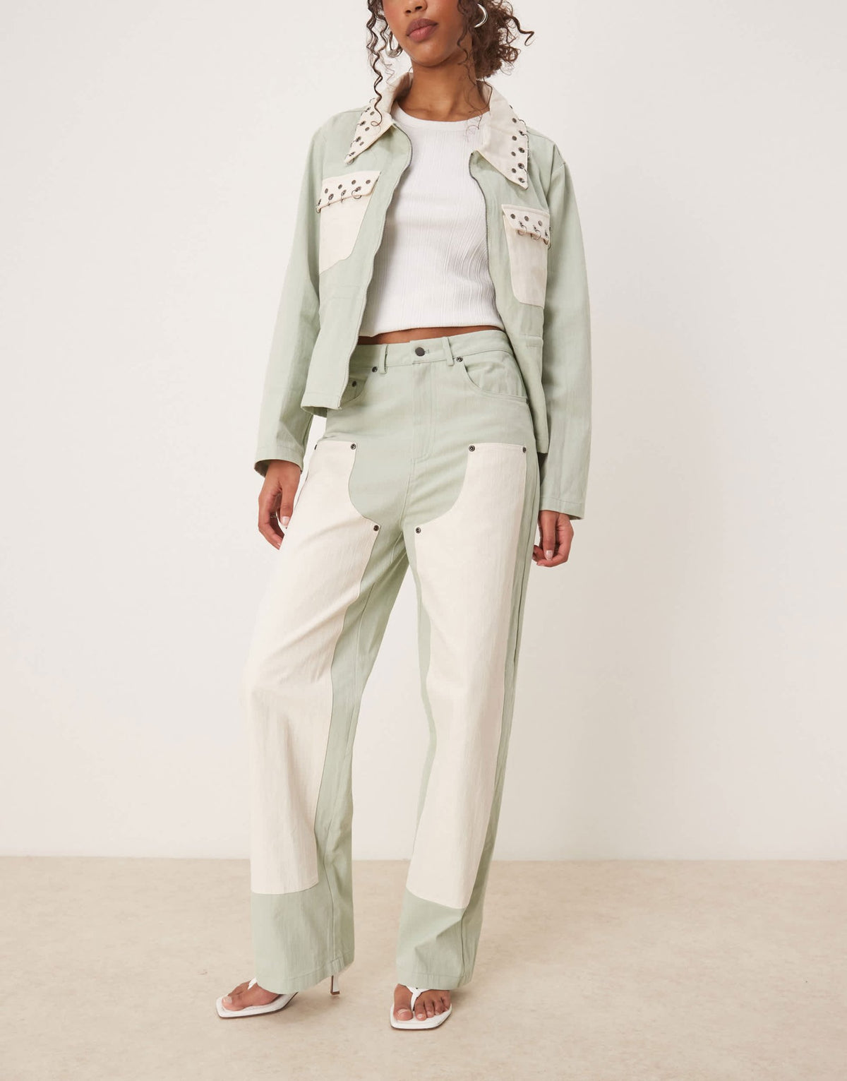 Ghospell contrast jean in light green - ASOS Sample Sale