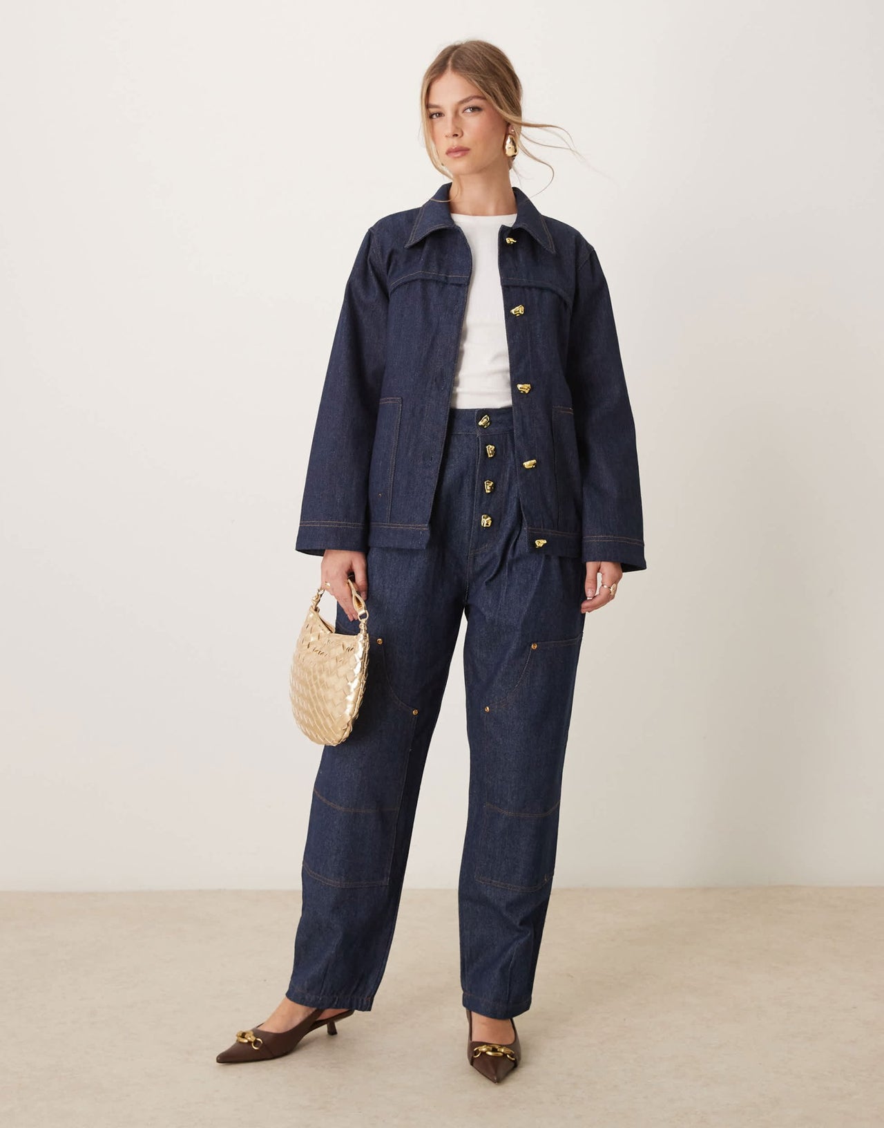 Ghospell high waisted denim jeans co-ord in indigo blue - ASOS Sample Sale