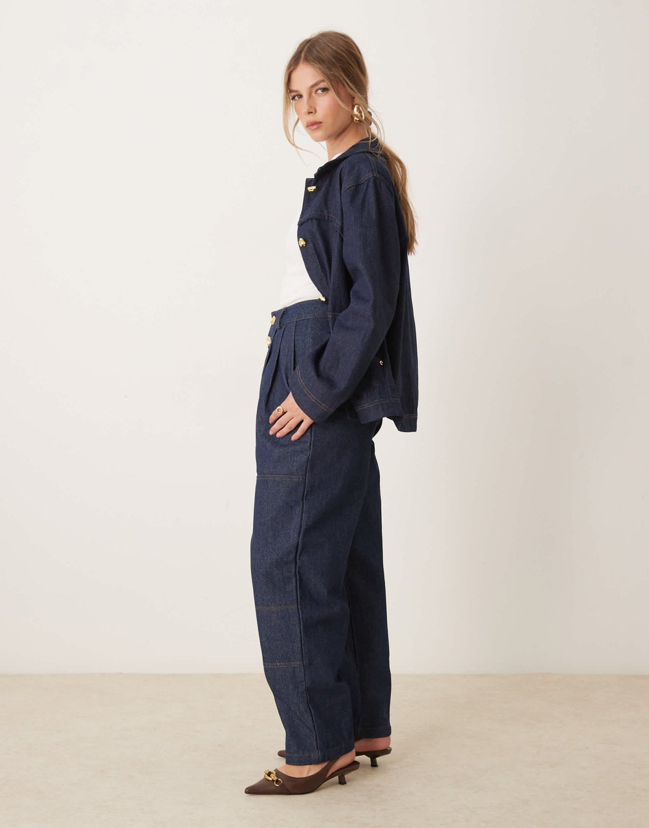 Ghospell high waisted denim jeans co-ord in indigo blue - ASOS Sample Sale