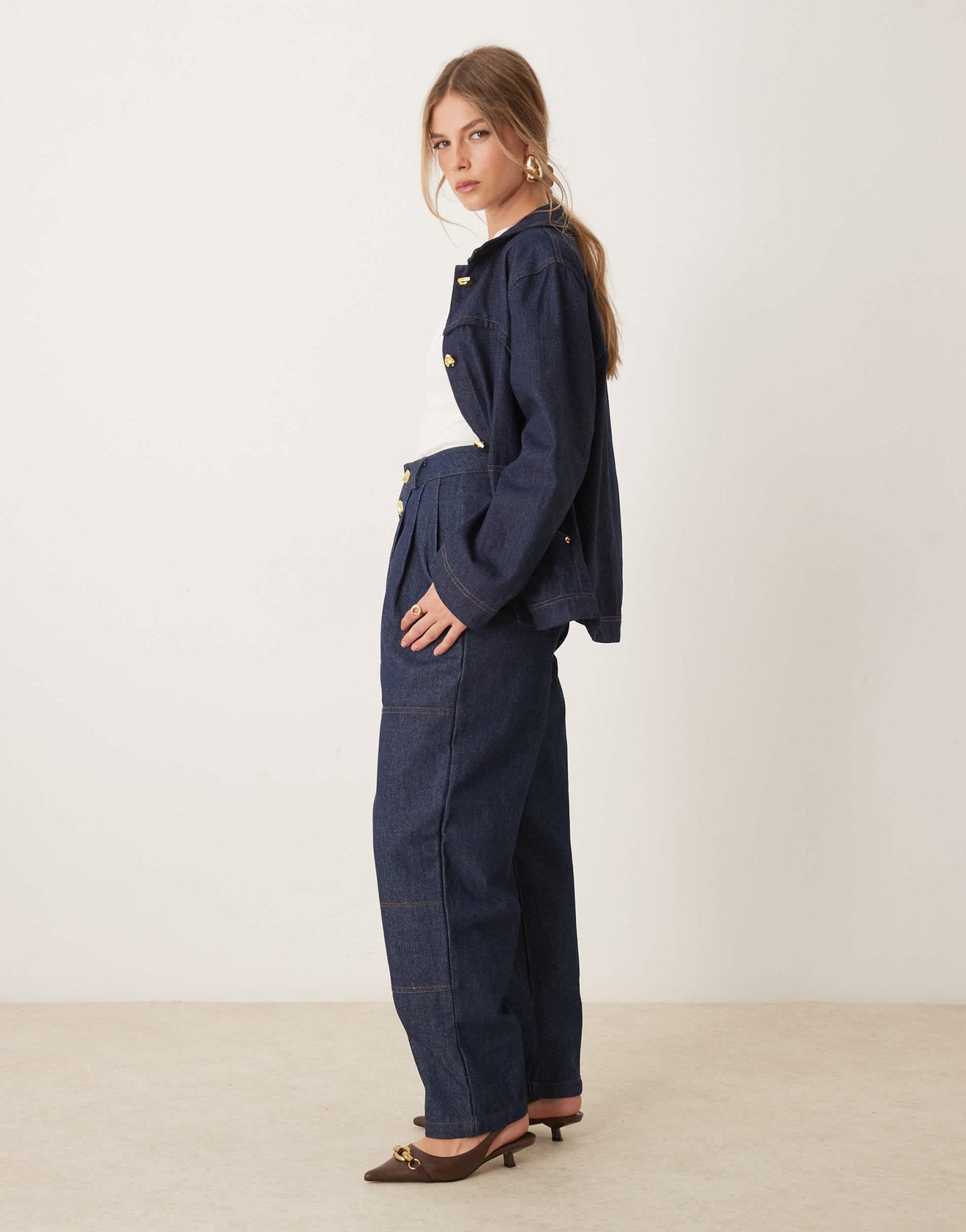 Ghospell high waisted denim jeans co-ord in indigo blue - ASOS Sample Sale
