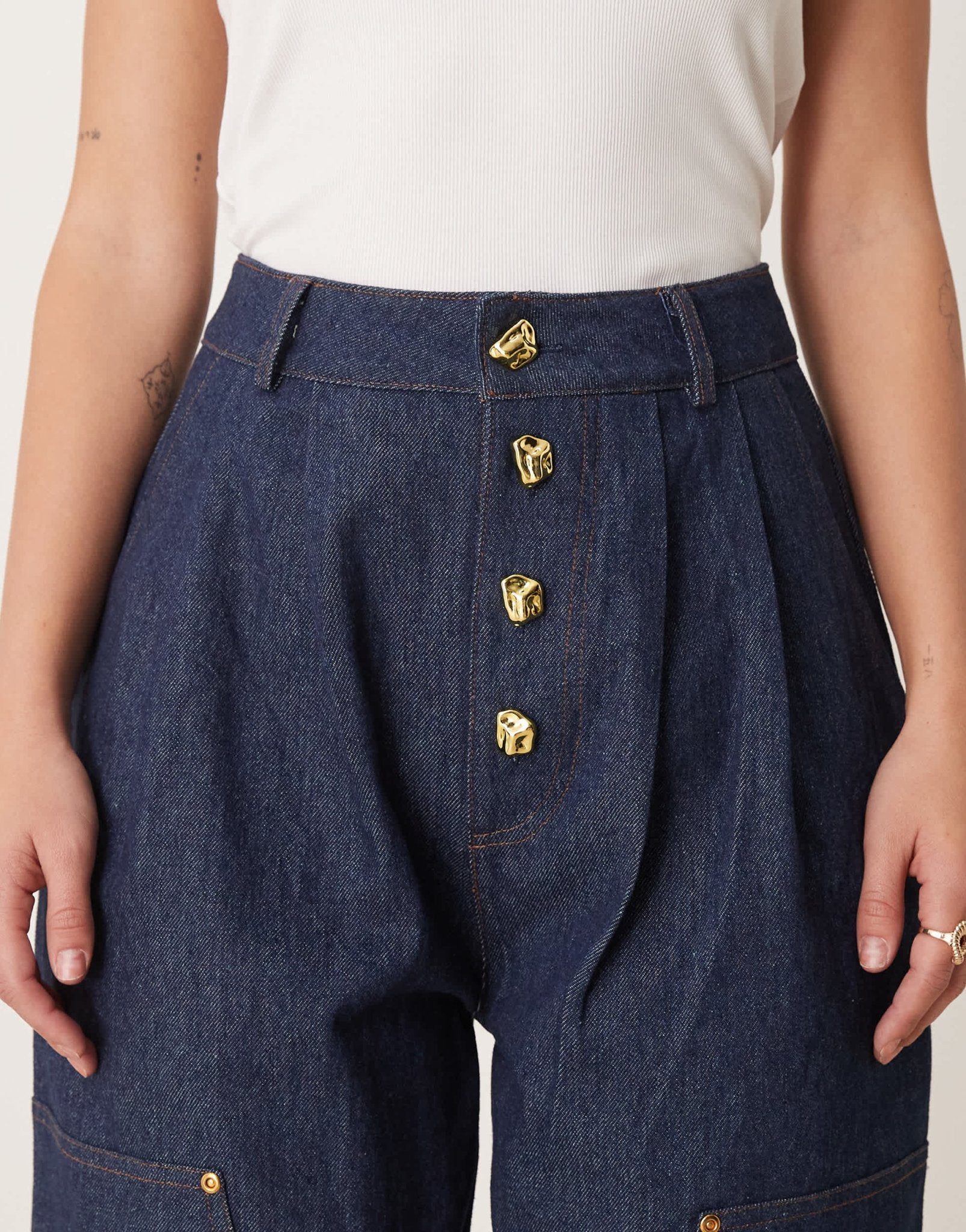 Ghospell high waisted denim jeans co-ord in indigo blue - ASOS Sample Sale