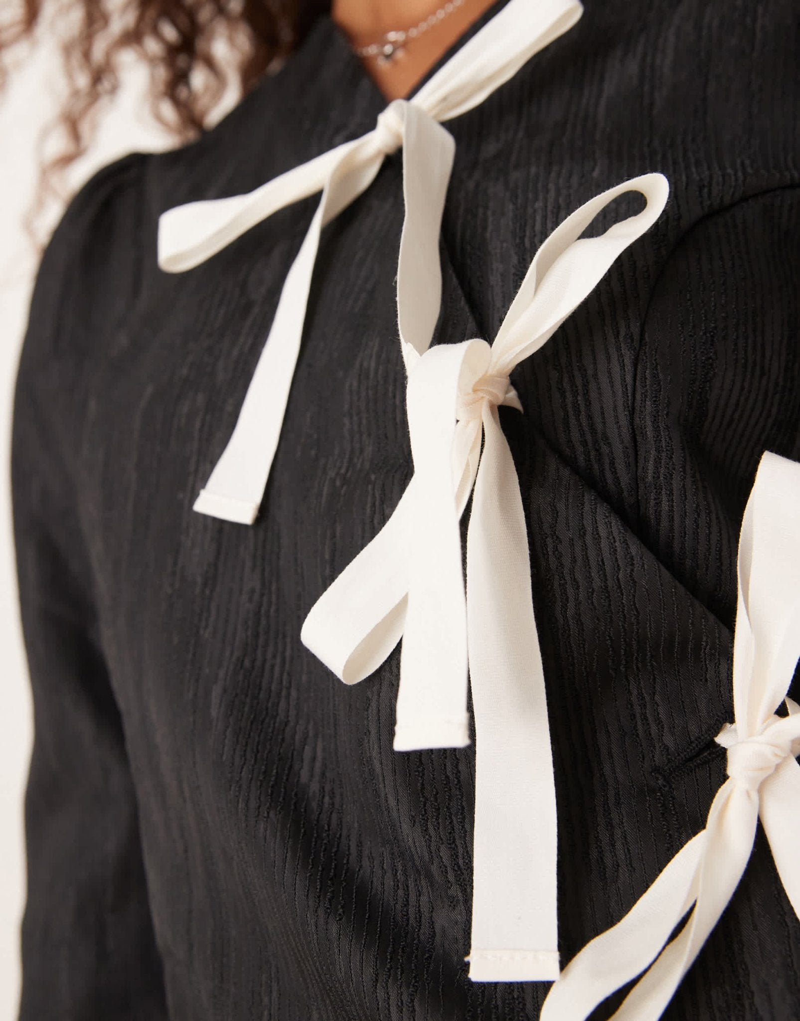 Ghospell jacquard bow mini dress in black - ASOS Sample Sale