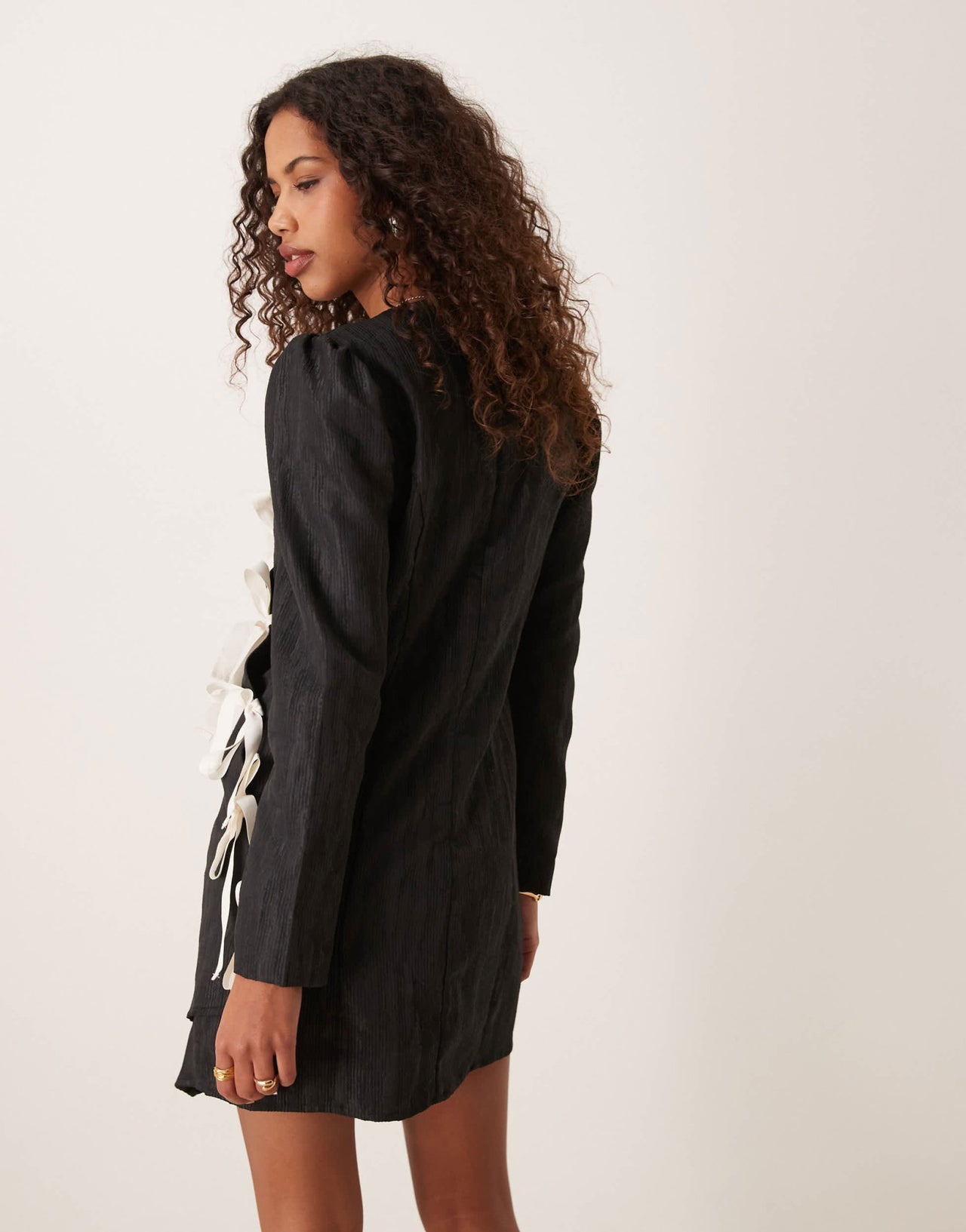 Ghospell jacquard bow mini dress in black - ASOS Sample Sale
