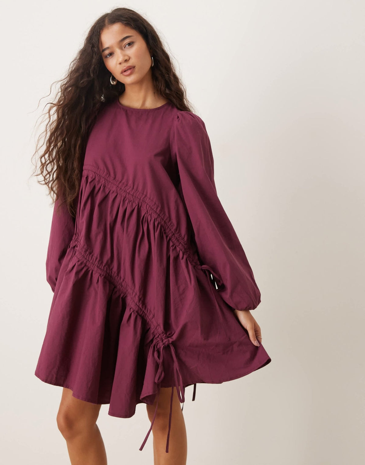 Ghospell oversized ruched mini dress in red - ASOS Sample Sale