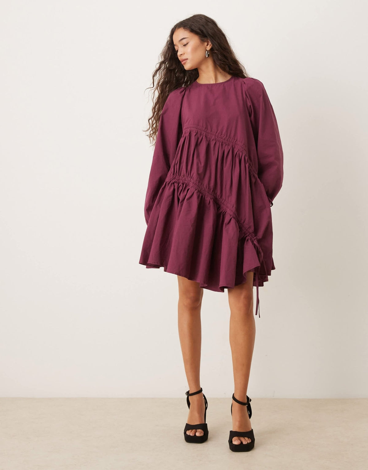 Ghospell oversized ruched mini dress in red - ASOS Sample Sale