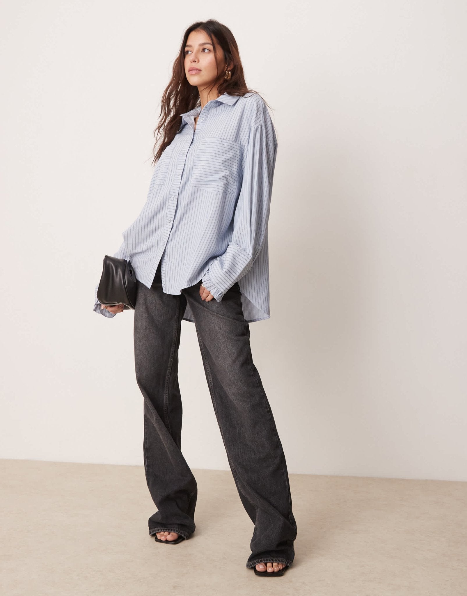 Ghospell oversized shirt in contrast blue stripe - ASOS Sample Sale