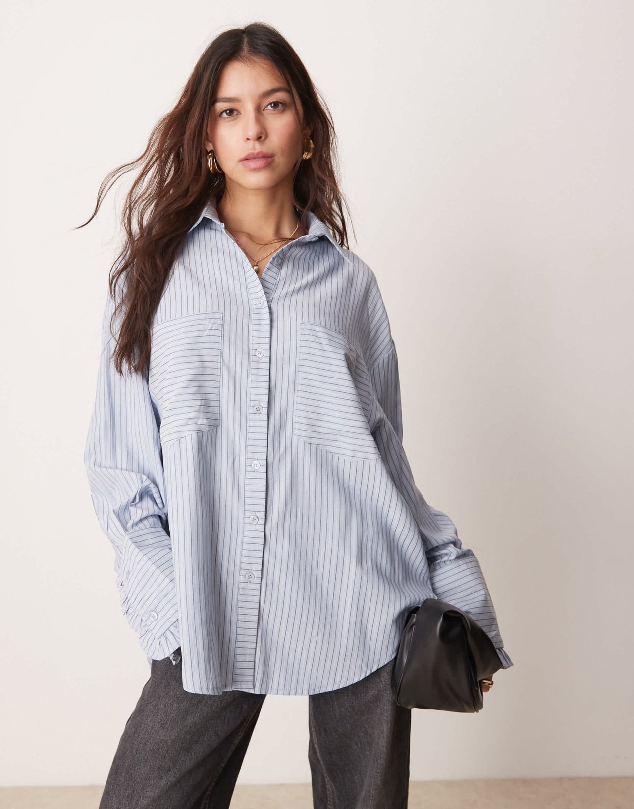 Ghospell oversized shirt in contrast blue stripe - ASOS Sample Sale