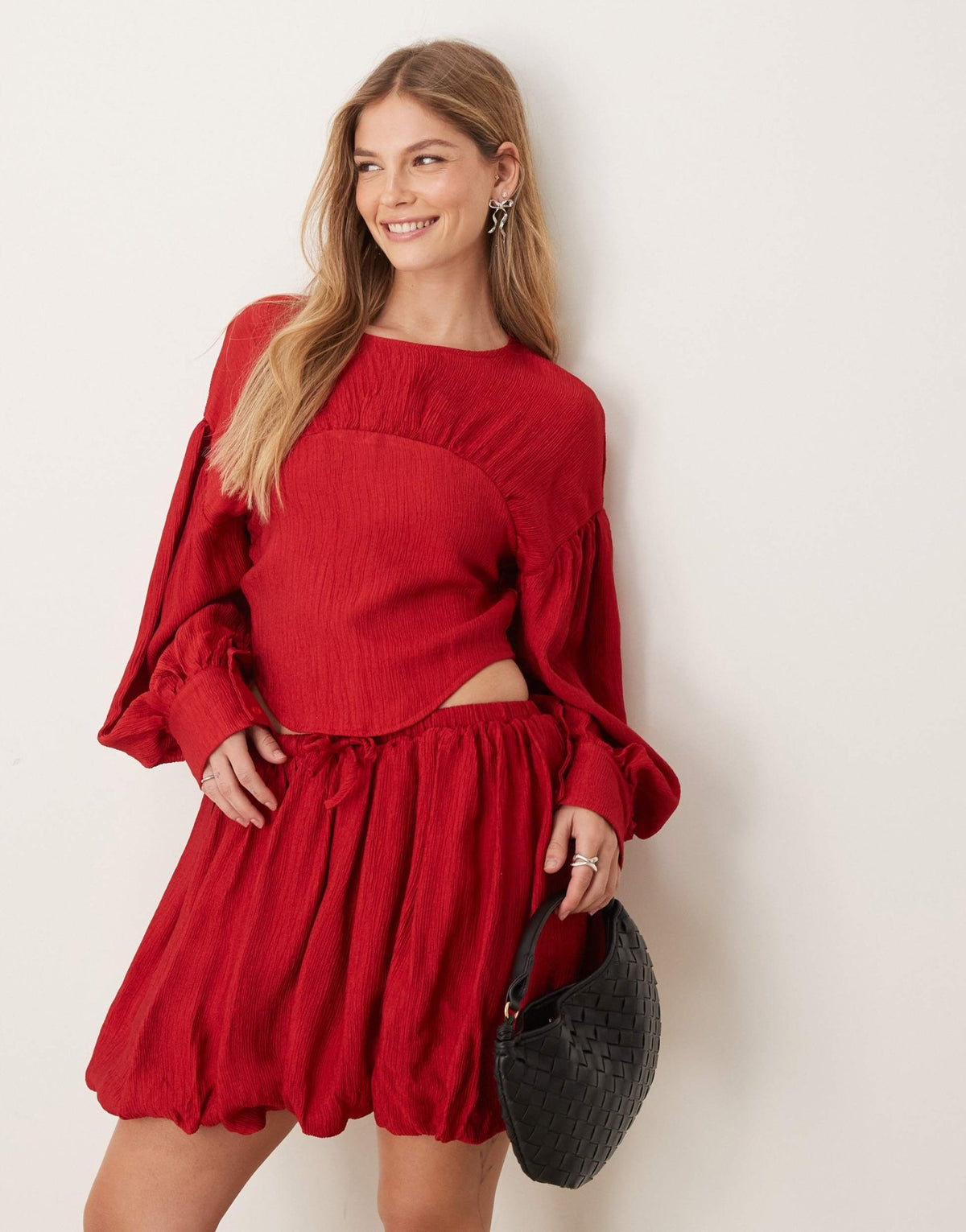 Ghospell ruched top co - ord in red - ASOS Sample Sale