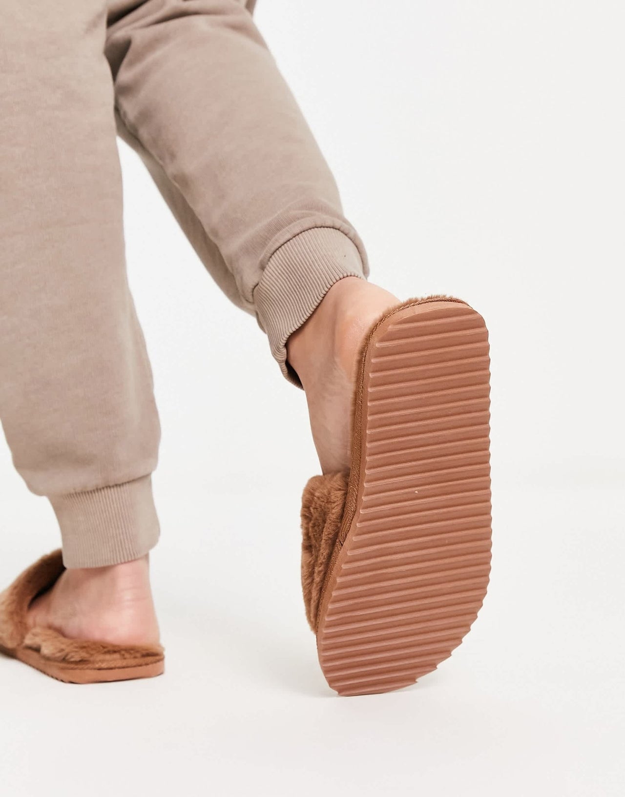 Gilly Hicks fuzzy sliders in beige - ASOS Sample Sale