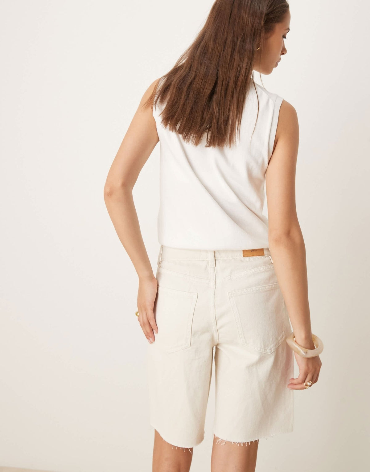 Gina Tricot denim bermuda shorts in ecru - ASOS Sample Sale