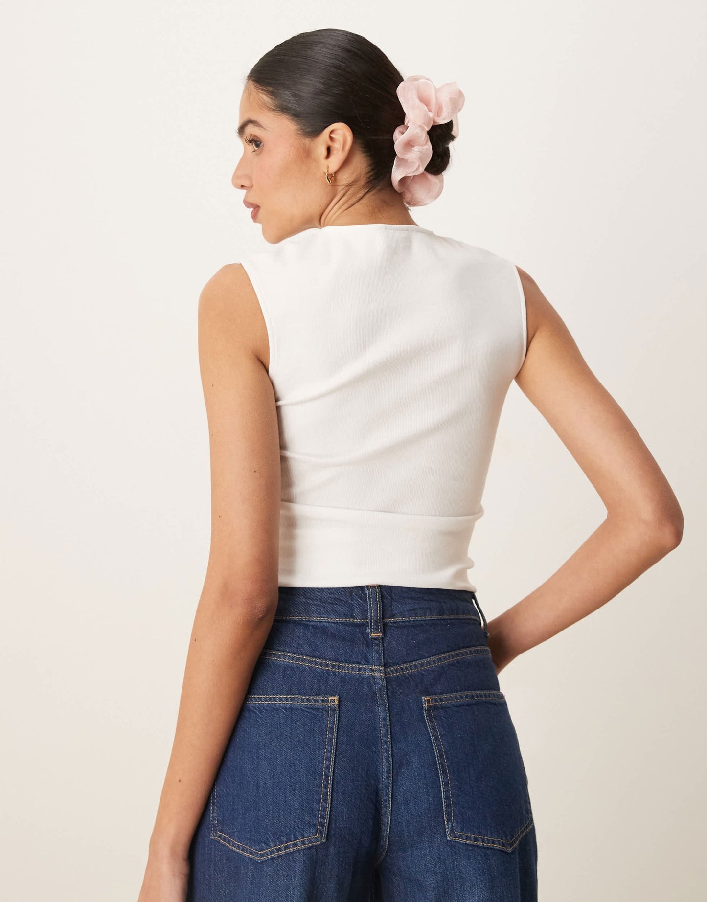 Gina Tricot embroidered edge cotton vest in white - ASOS Sample Sale