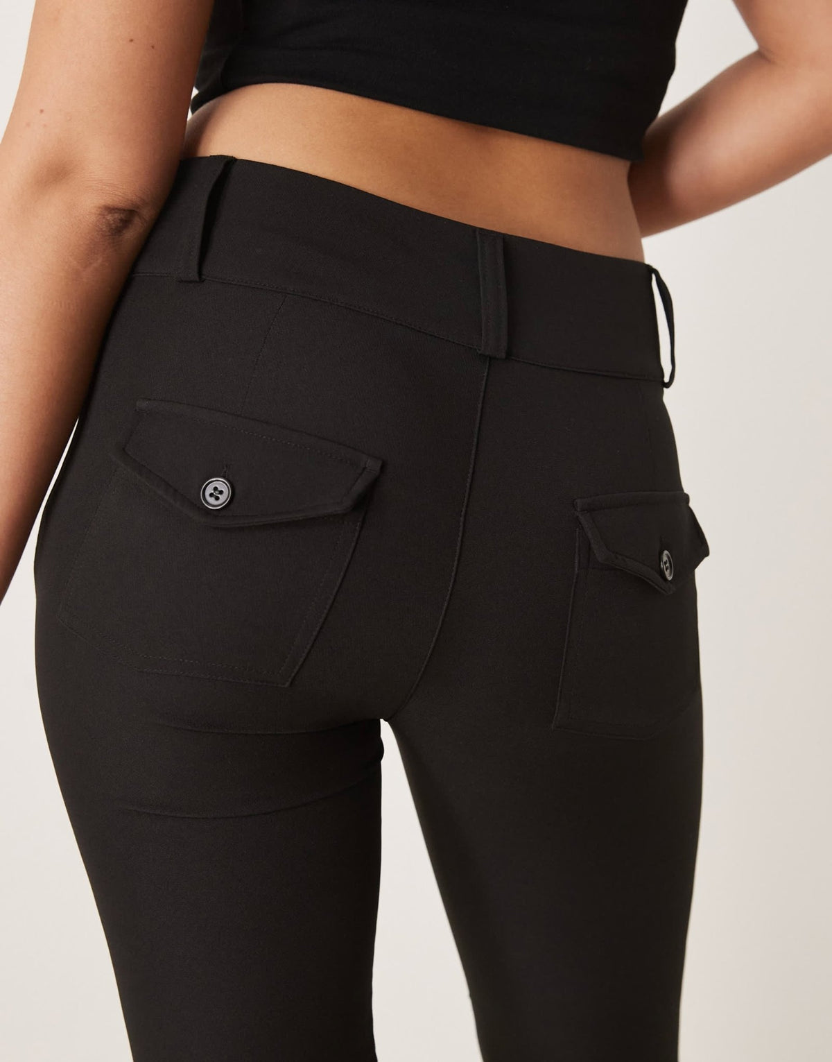 Gina Tricot low rise flare leg stretch trousers in black - ASOS Sample Sale