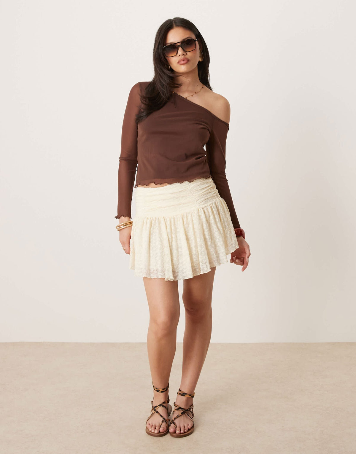 Gina Tricot mini lace skirt in butter yellow - ASOS Sample Sale