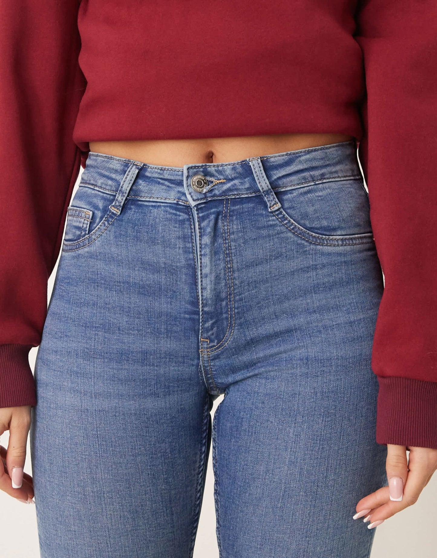 Gina Tricot Molly high waist super skinny stretch jeans in mid washed blue - ASOS Sample Sale