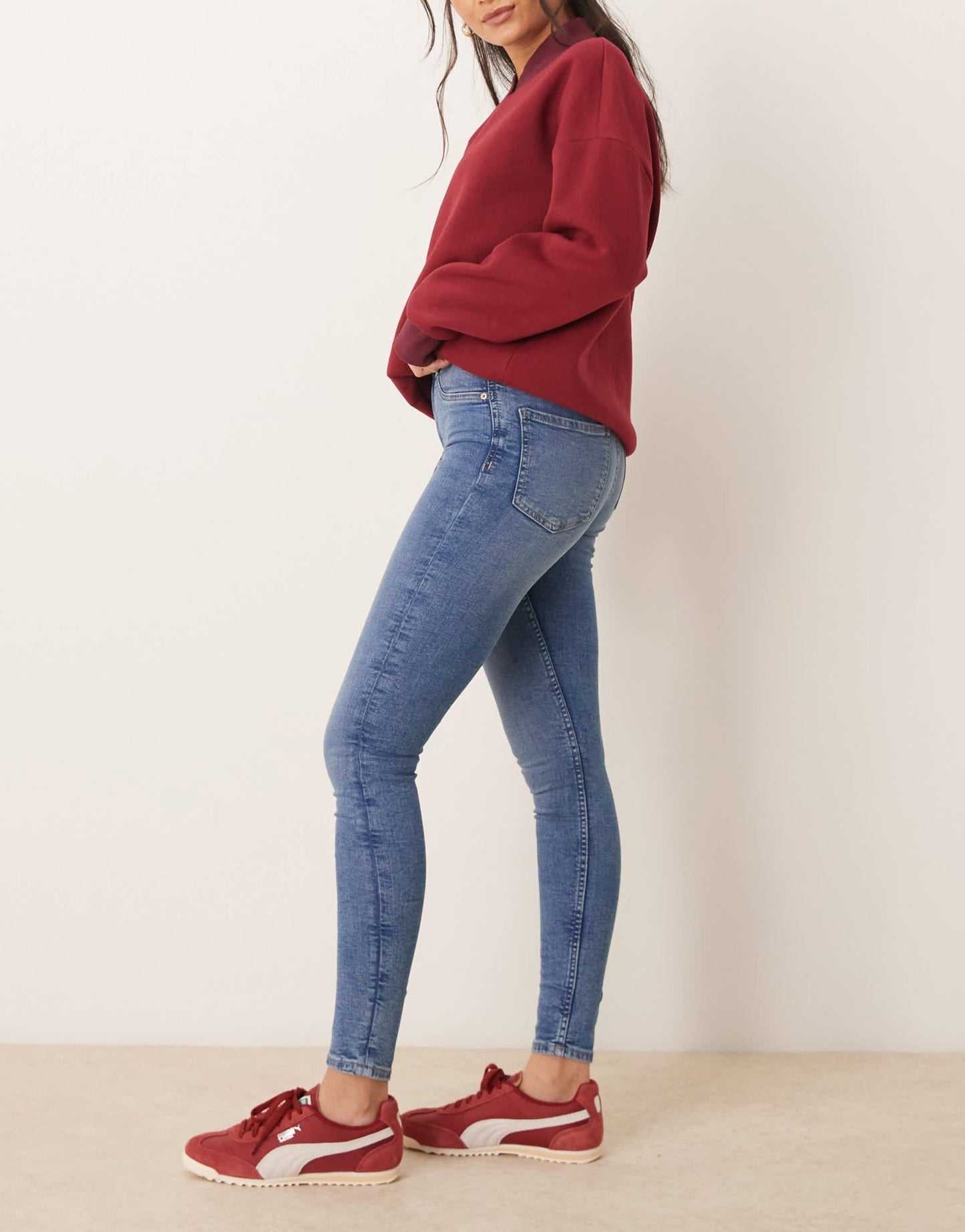 Gina Tricot Molly high waist super skinny stretch jeans in mid washed blue - ASOS Sample Sale