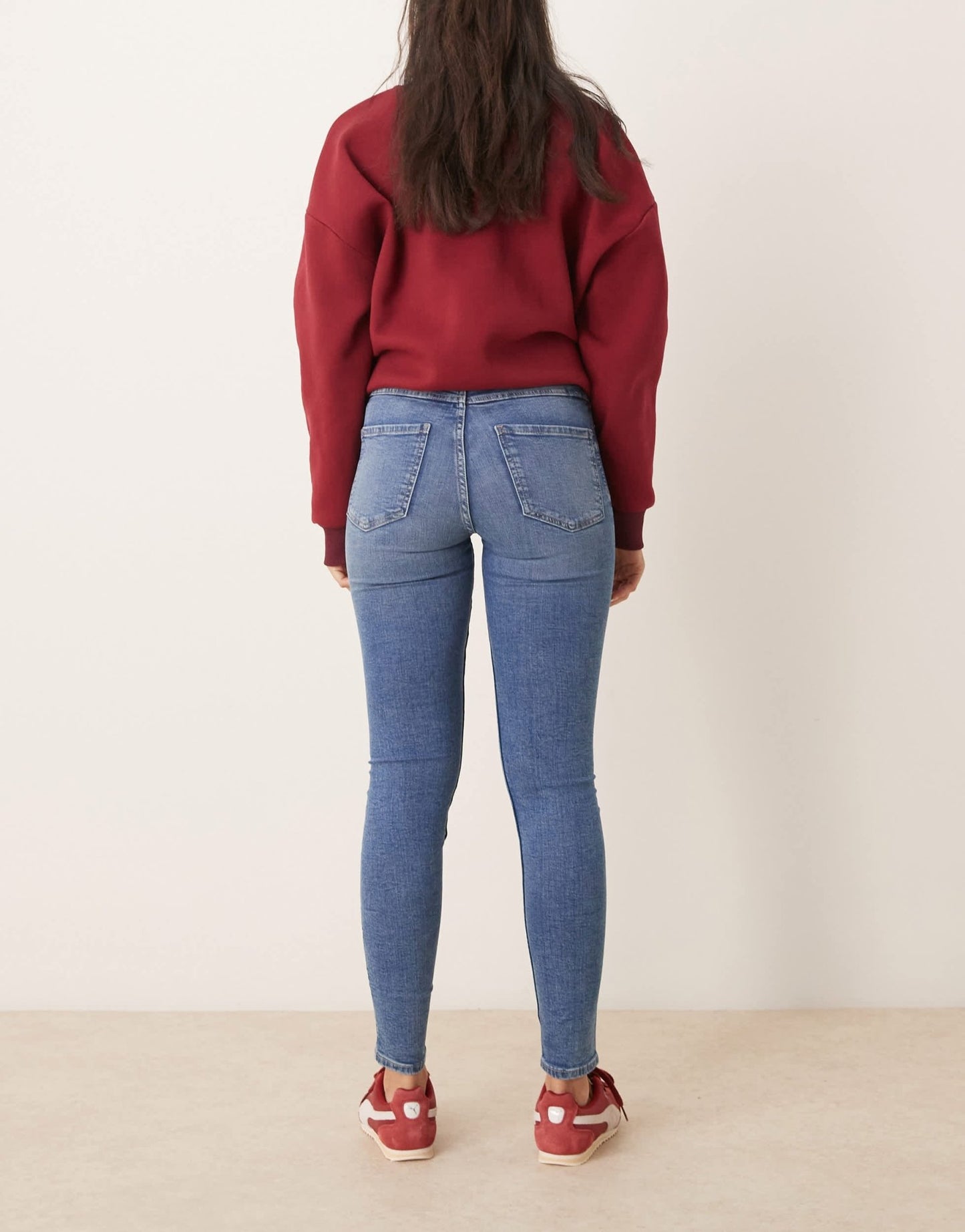 Gina Tricot Molly high waist super skinny stretch jeans in mid washed blue - ASOS Sample Sale