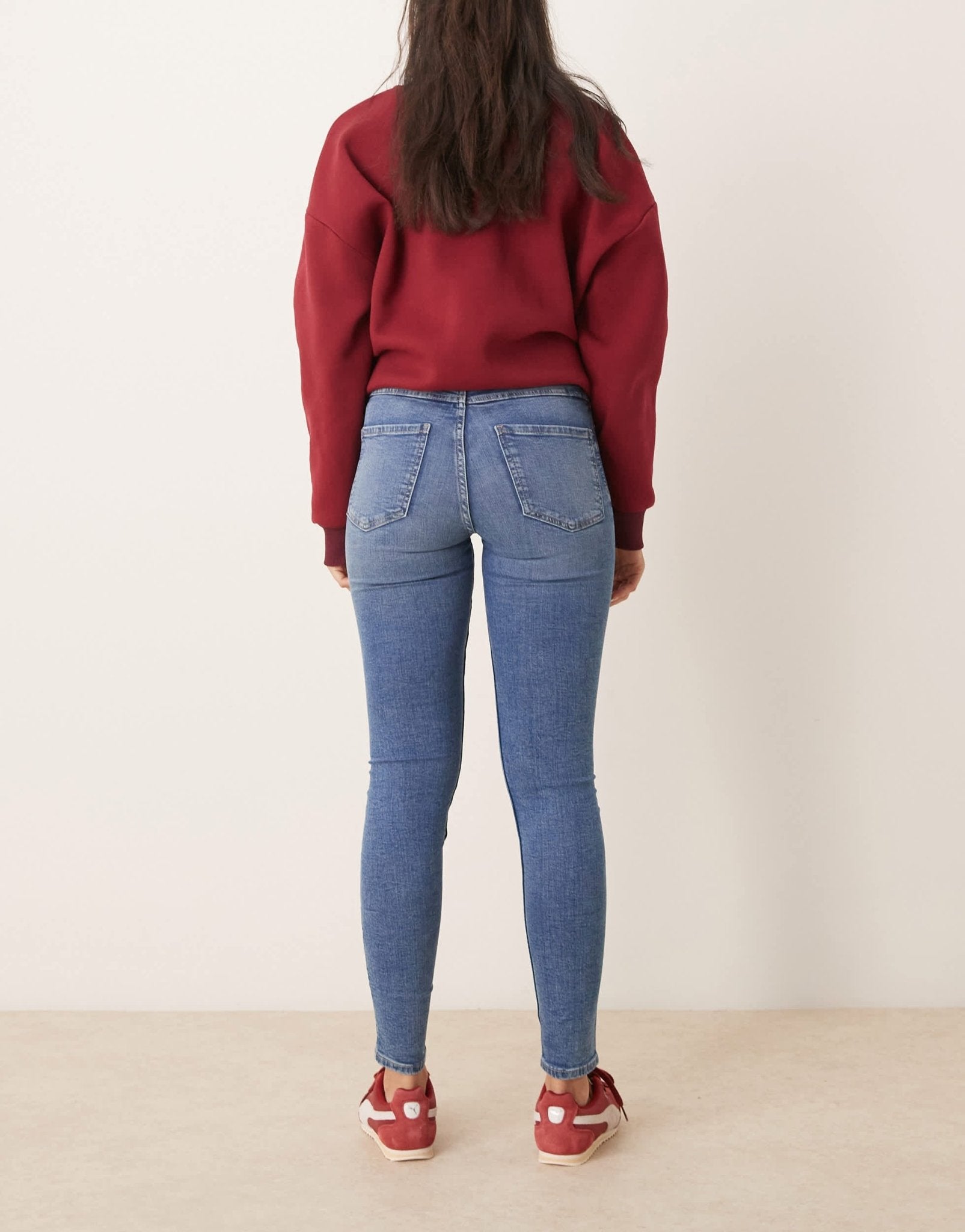 Gina Tricot Molly high waist super skinny stretch jeans in mid washed blue - ASOS Sample Sale