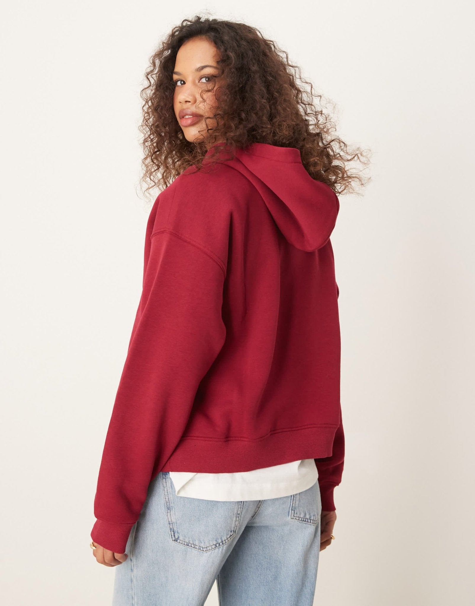 Gina Tricot oversized hoodie in burgundy - ASOS Sample Sale
