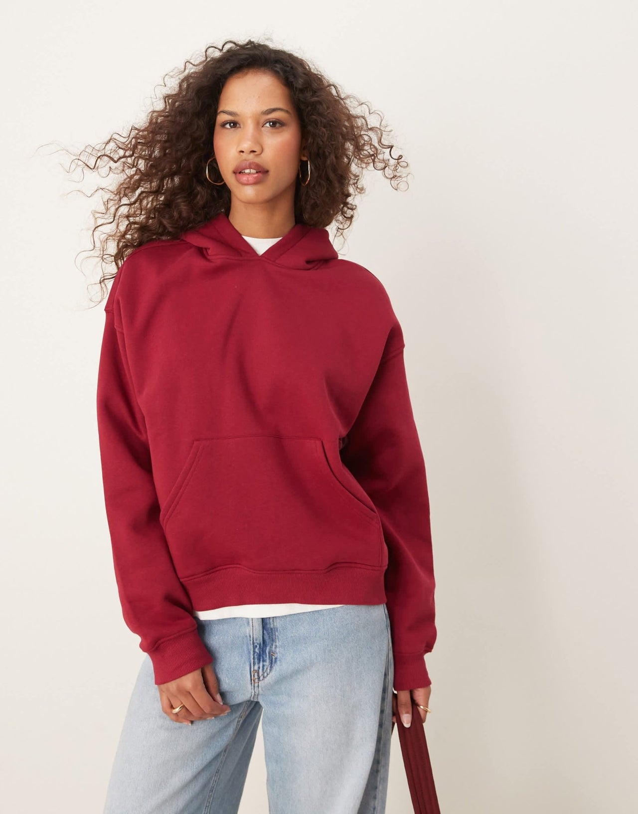 Gina Tricot oversized hoodie in burgundy - ASOS Sample Sale