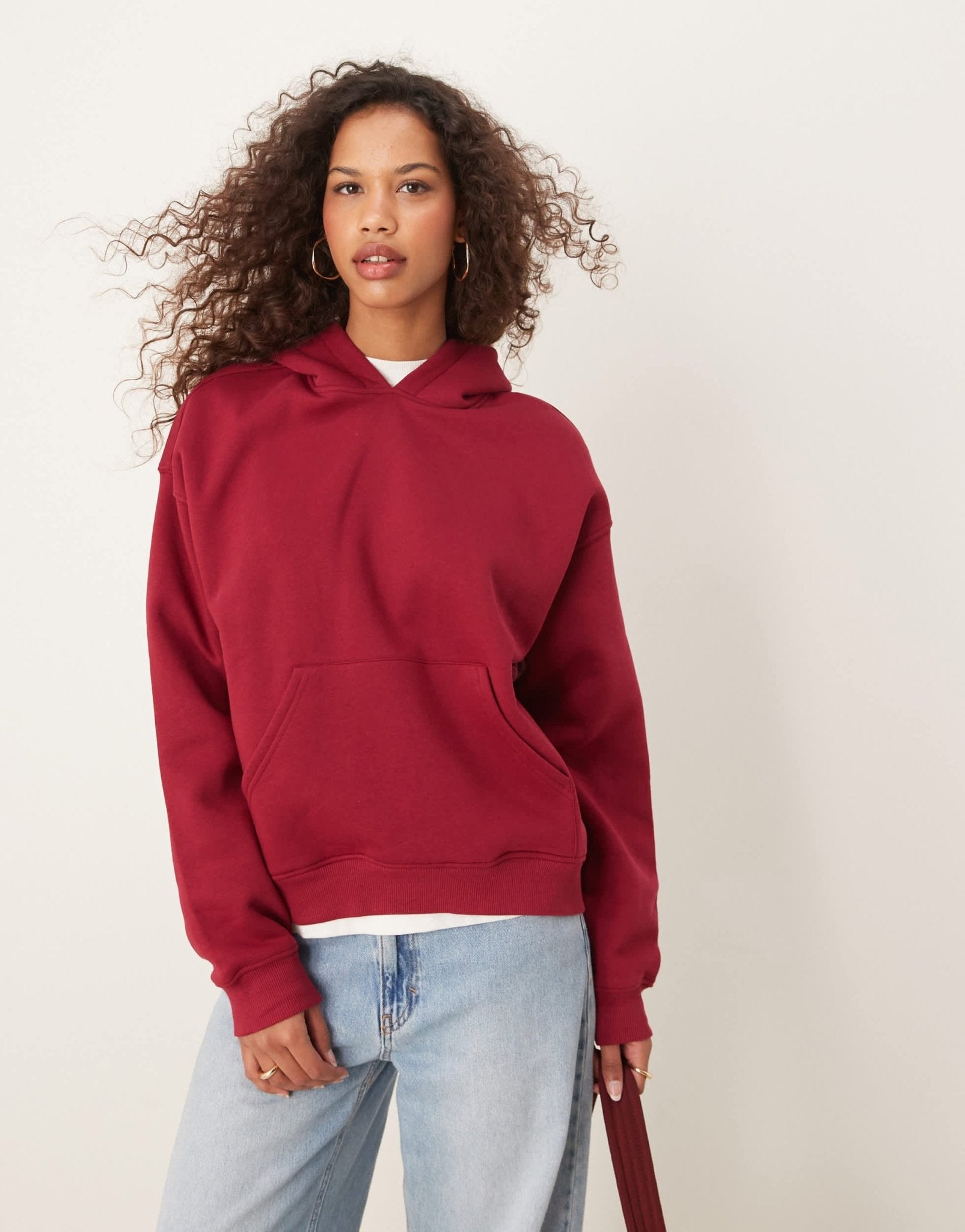 Gina Tricot oversized hoodie in burgundy - ASOS Sample Sale
