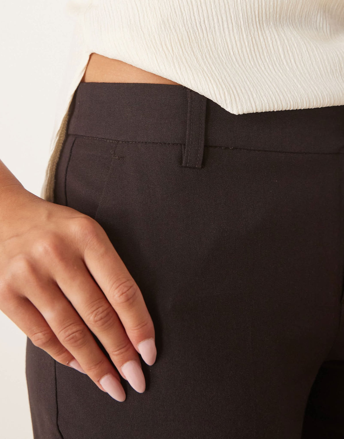 Gina Tricot relaxed fit bootcut tailored trousers in brown - ASOS Sample Sale