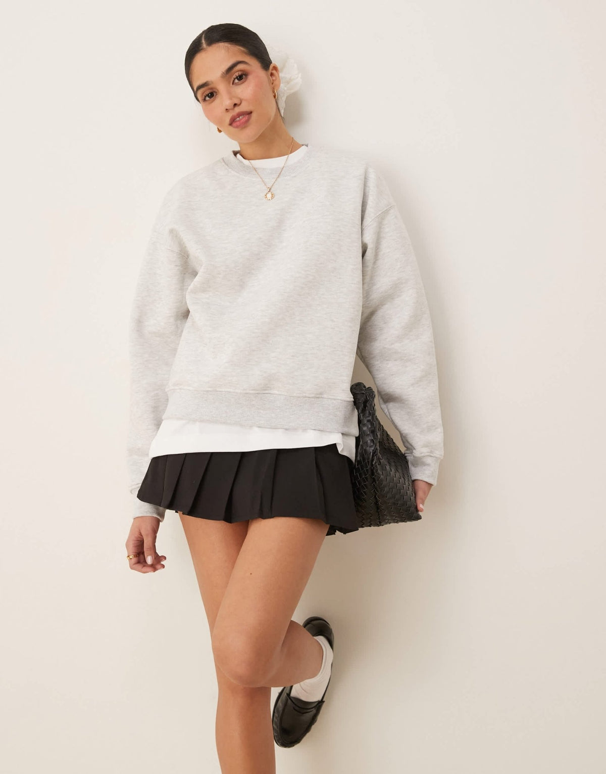 Gina Tricot relaxed sweatshirt in light grey melange - ASOS Sample Sale