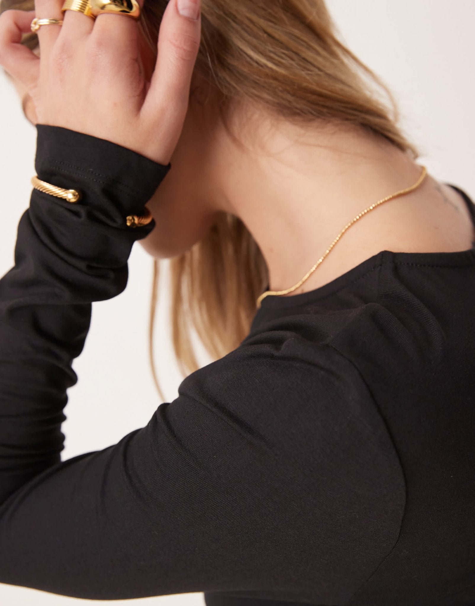 Gina Tricot Soft Touch round neck jersey long sleeve top in black - ASOS Sample Sale