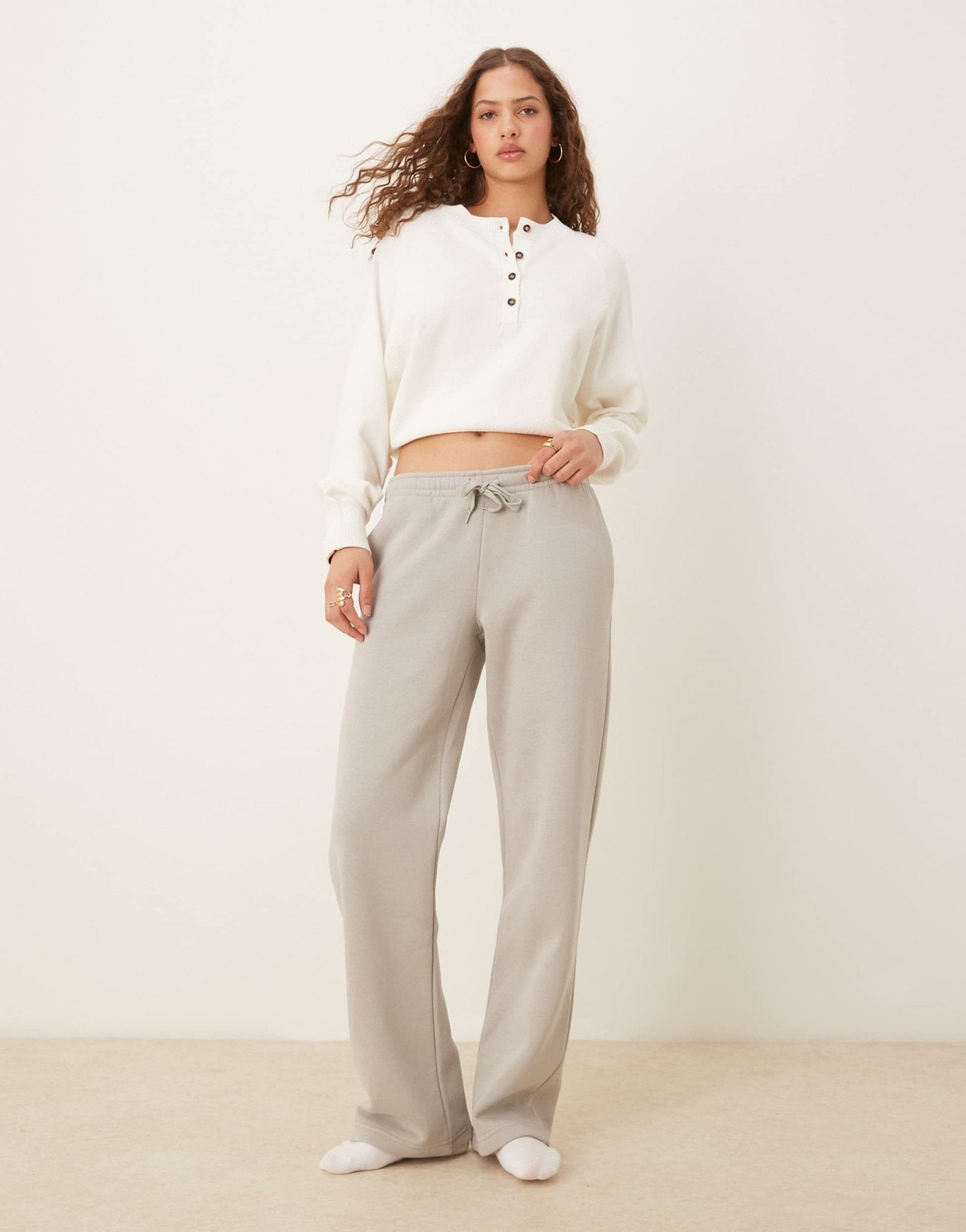 Gina Tricot straight leg joggers in light grey - ASOS Sample Sale