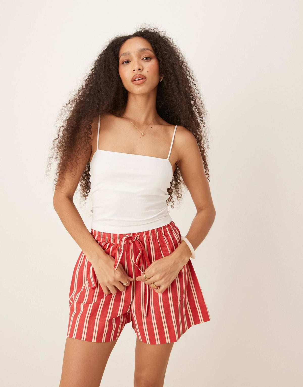 Gina Tricot strappy singlet vest top in white - ASOS Sample Sale