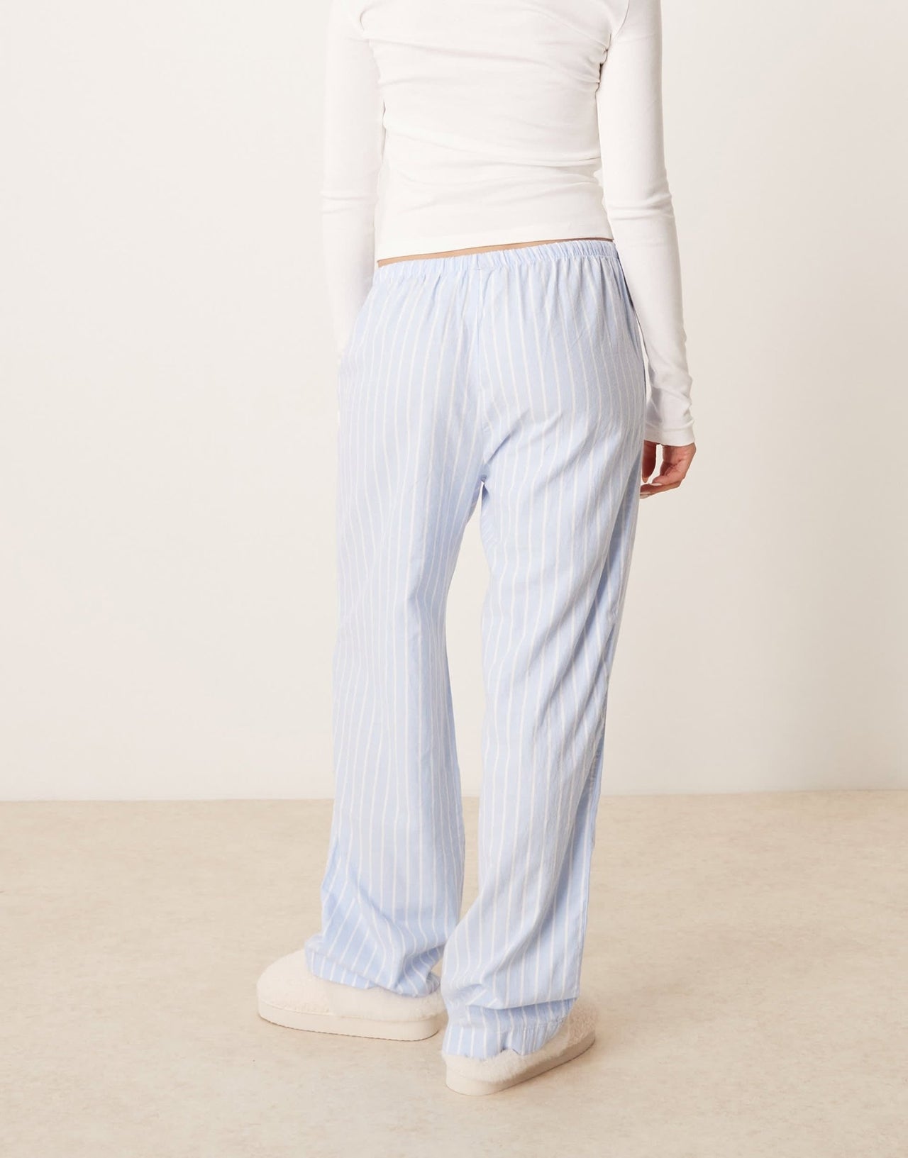 Gina Tricot woven stripe lounge pyjama trouser pants in blue stripe - ASOS Sample Sale