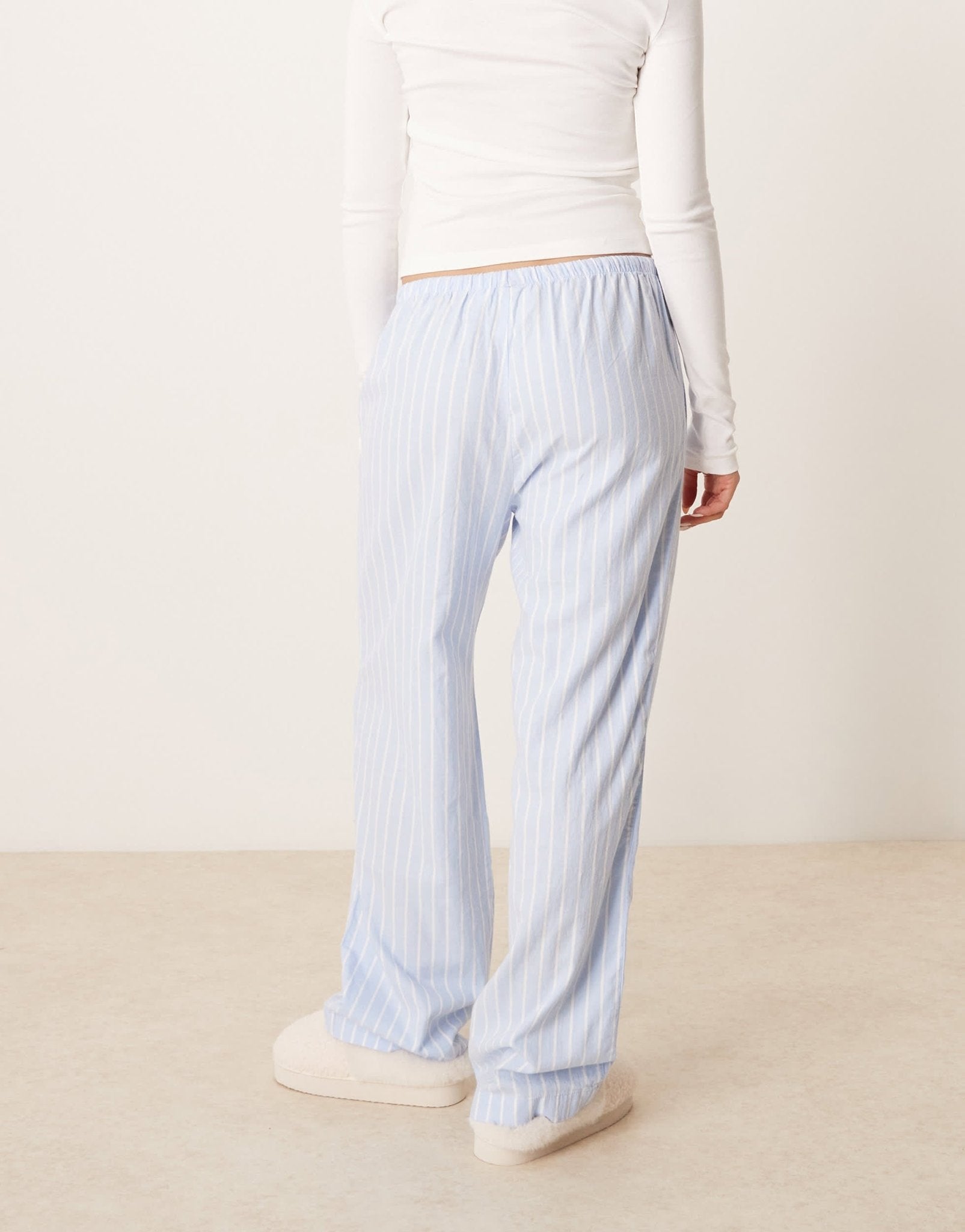 Gina Tricot woven stripe lounge pyjama trouser pants in blue stripe - ASOS Sample Sale