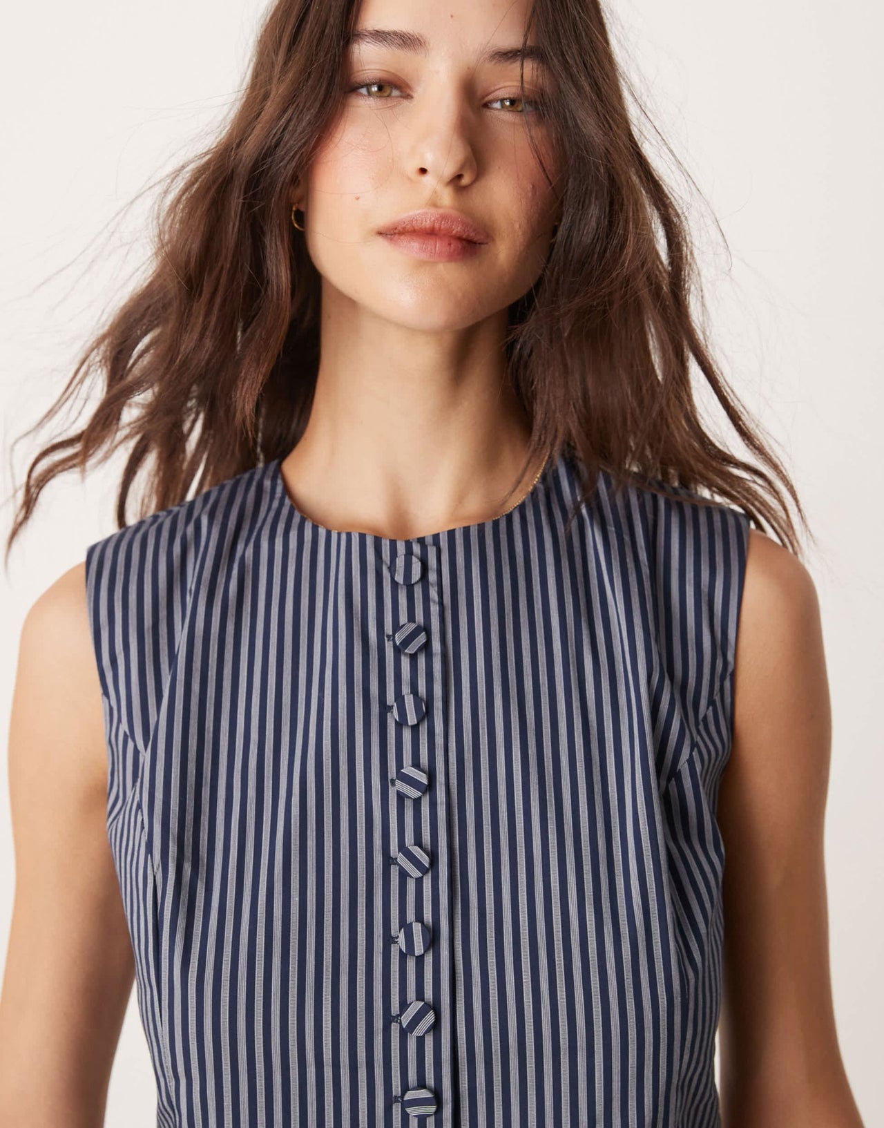 Glamorous button up fitted waistcoat in dark navy stripe co - ord - ASOS Sample Sale
