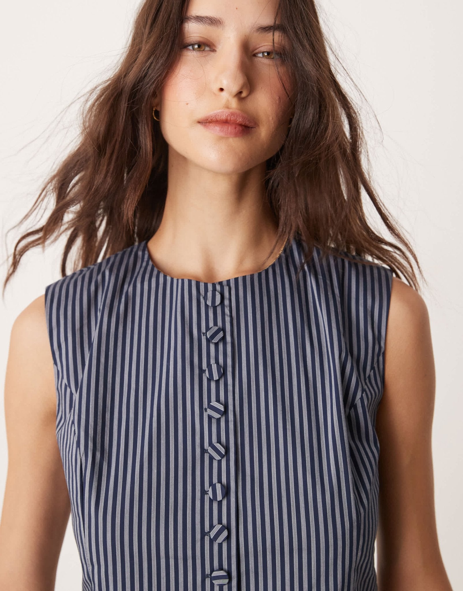 Glamorous button up fitted waistcoat in dark navy stripe co - ord - ASOS Sample Sale