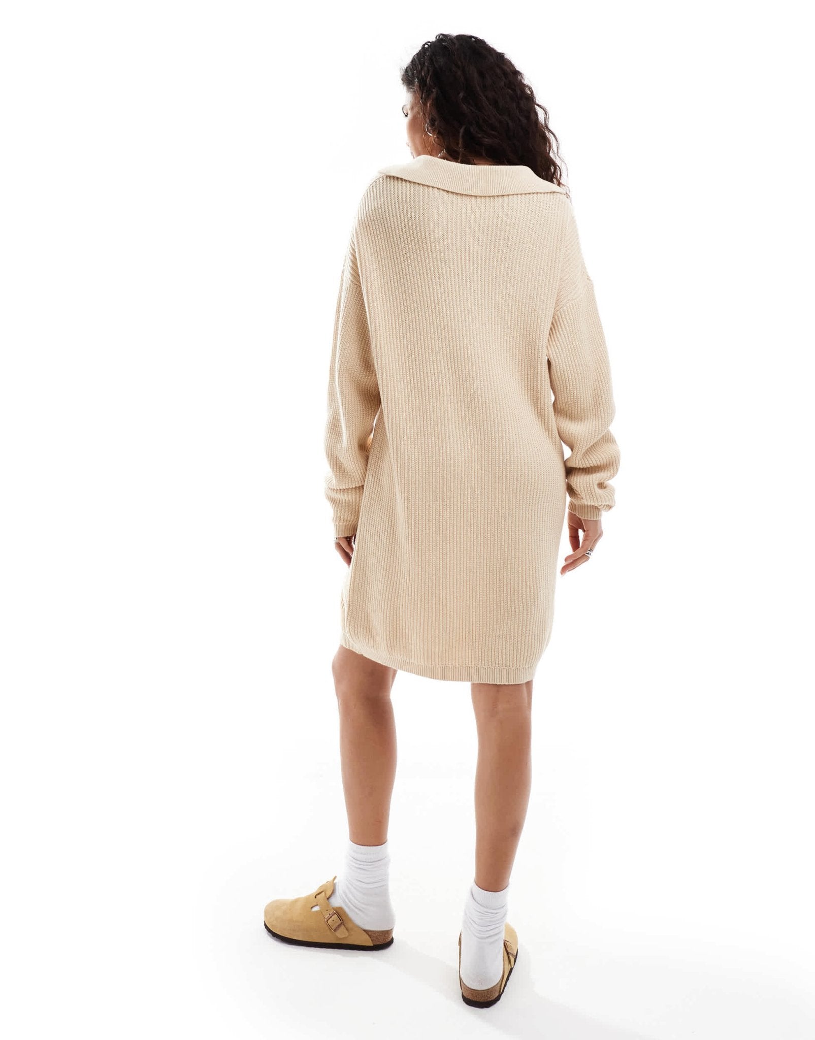 Glamorous collar detail oversized jumper dress in oatmeal - ASOS Sample Sale