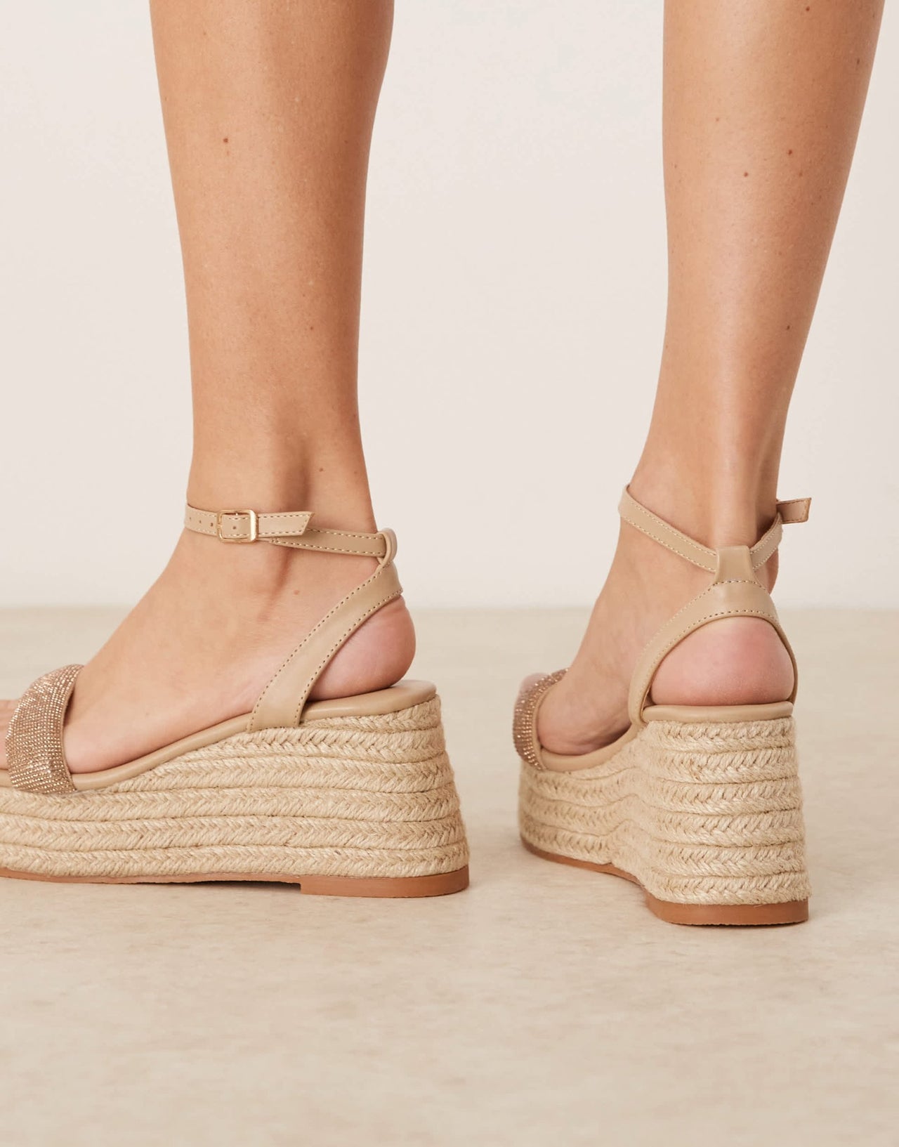 Glamorous espadilles platform heeled sandals in gold diamante - ASOS Sample Sale