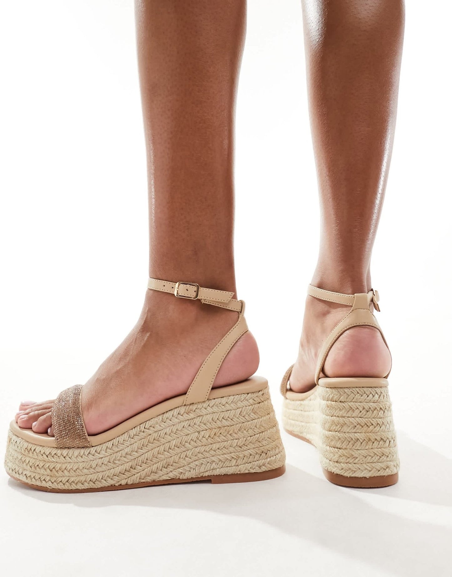 Glamorous espadrilles platform heeled sandals in gold diamante - ASOS Sample Sale