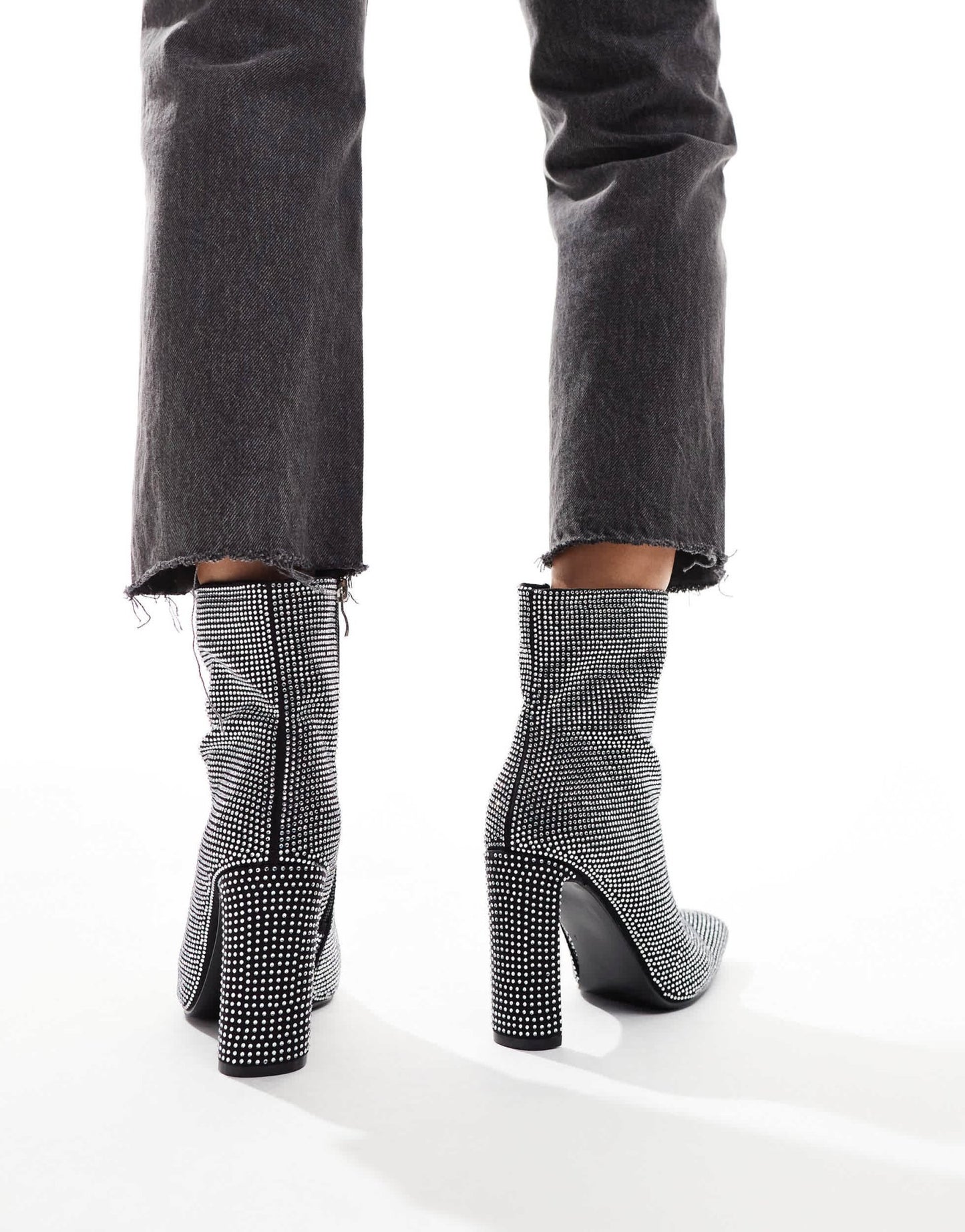 Glamorous heeled ankle boots in silver embellished - ASOS Sample Sale