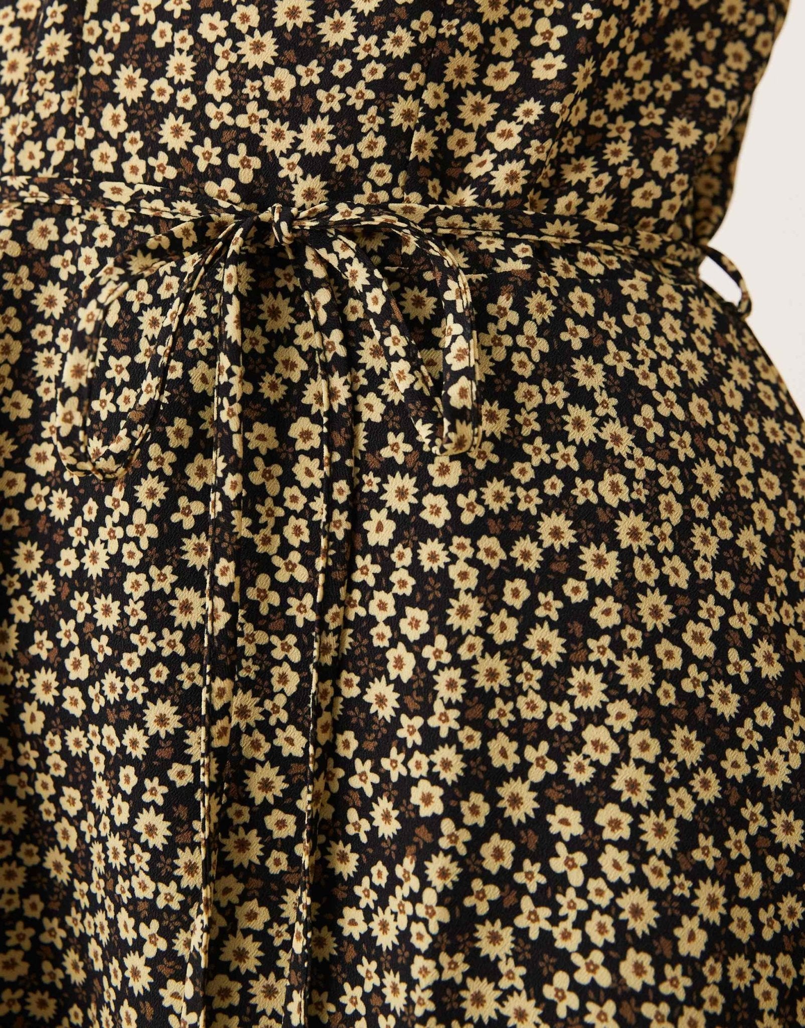 Glamorous long sleeve v neck mini dress in black and yellow ditsy floral - ASOS Sample Sale