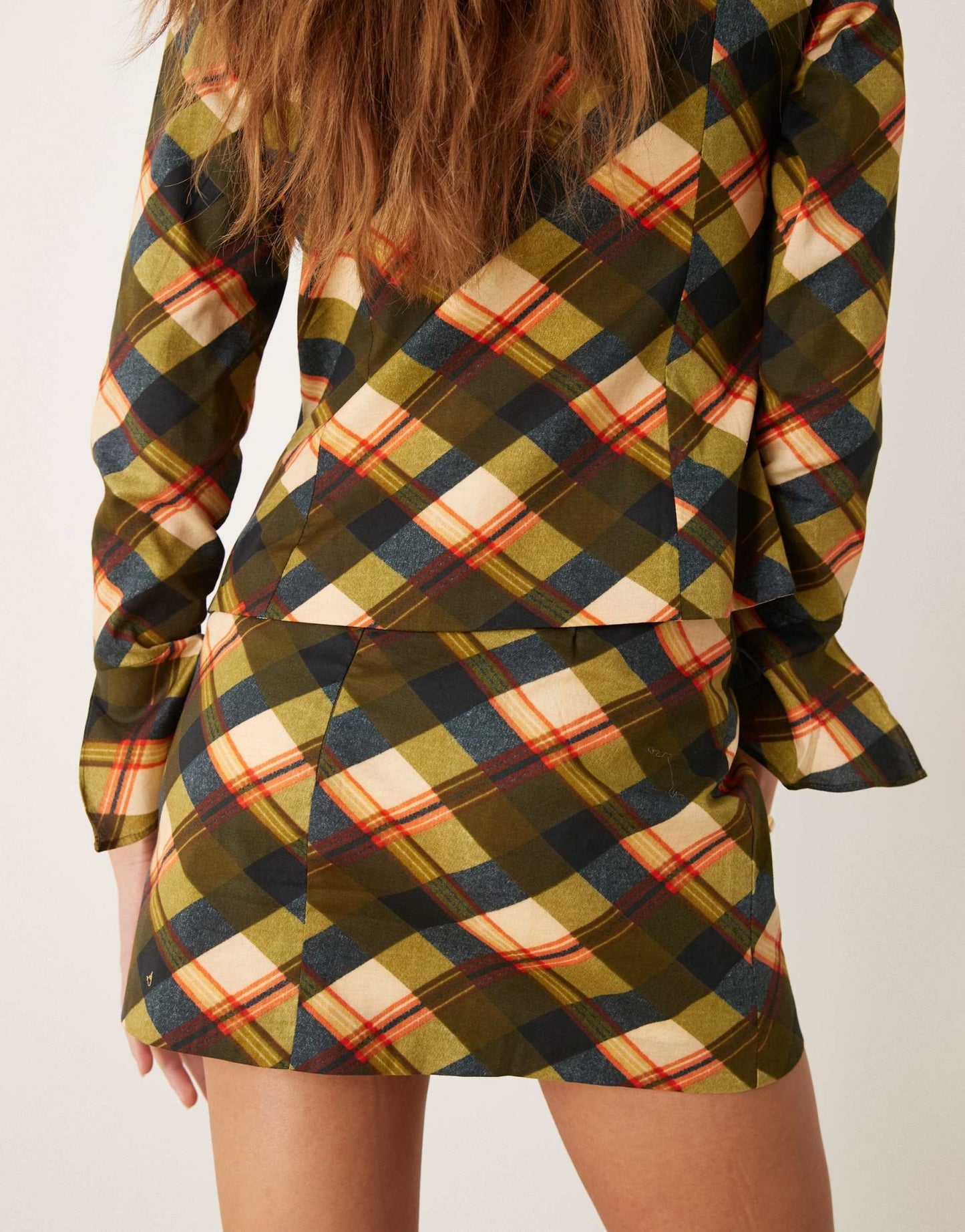 Glamorous low rise mini skirt in red khaki tartan co - ord - ASOS Sample Sale