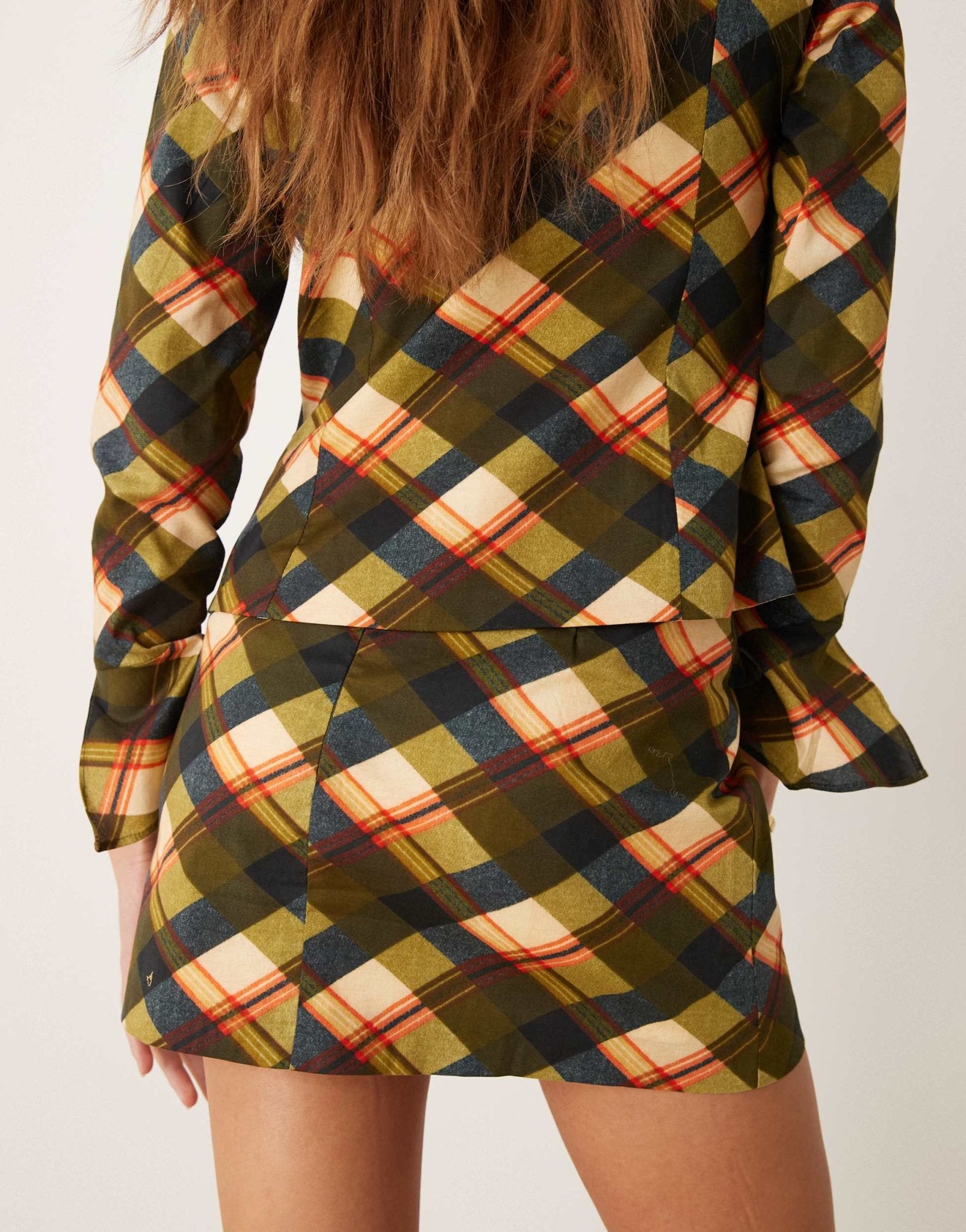 Glamorous low rise mini skirt in red khaki tartan co - ord - ASOS Sample Sale