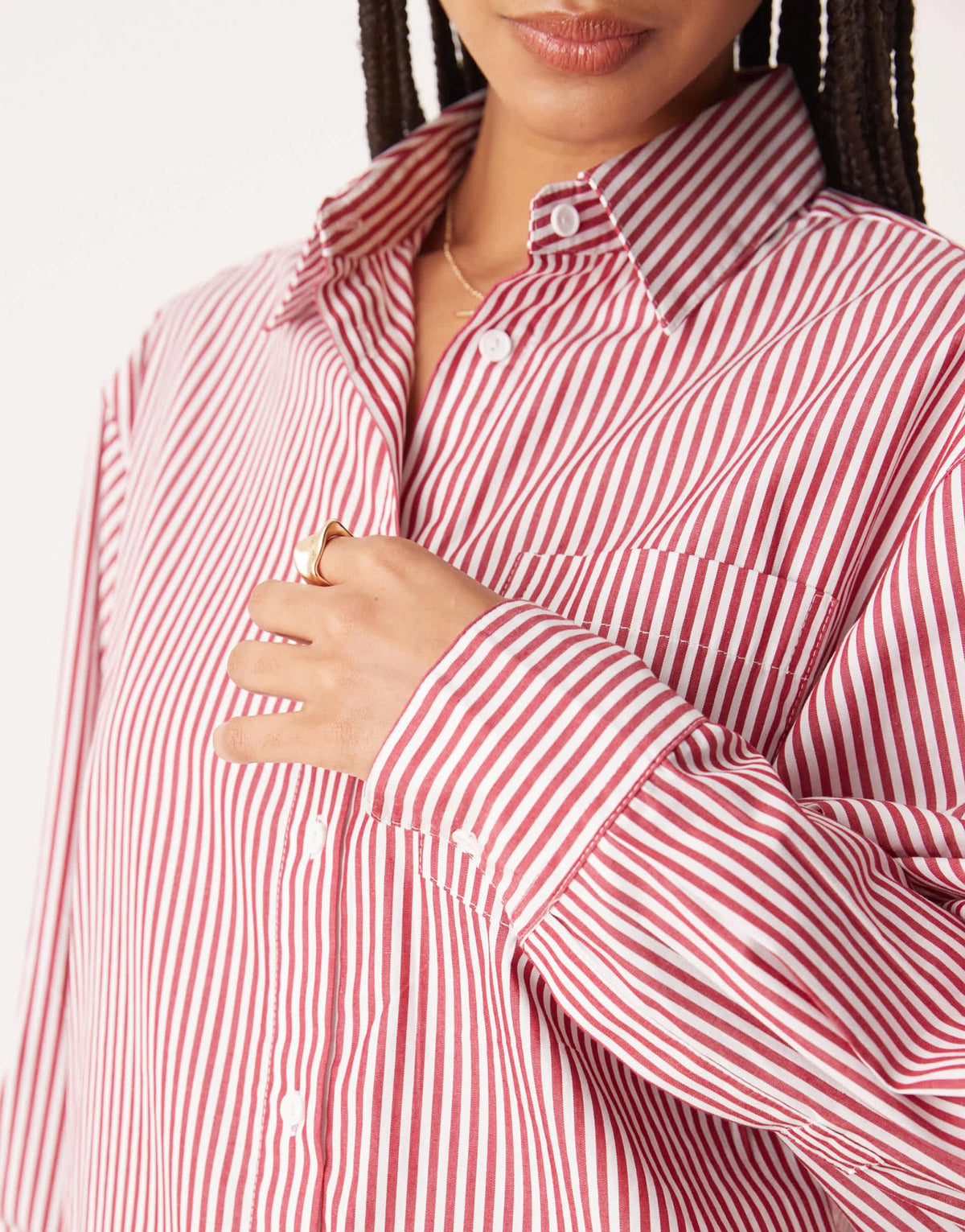 Glamorous oversized poplin shirt in red stripe co-ord - ASOS Sample Sale