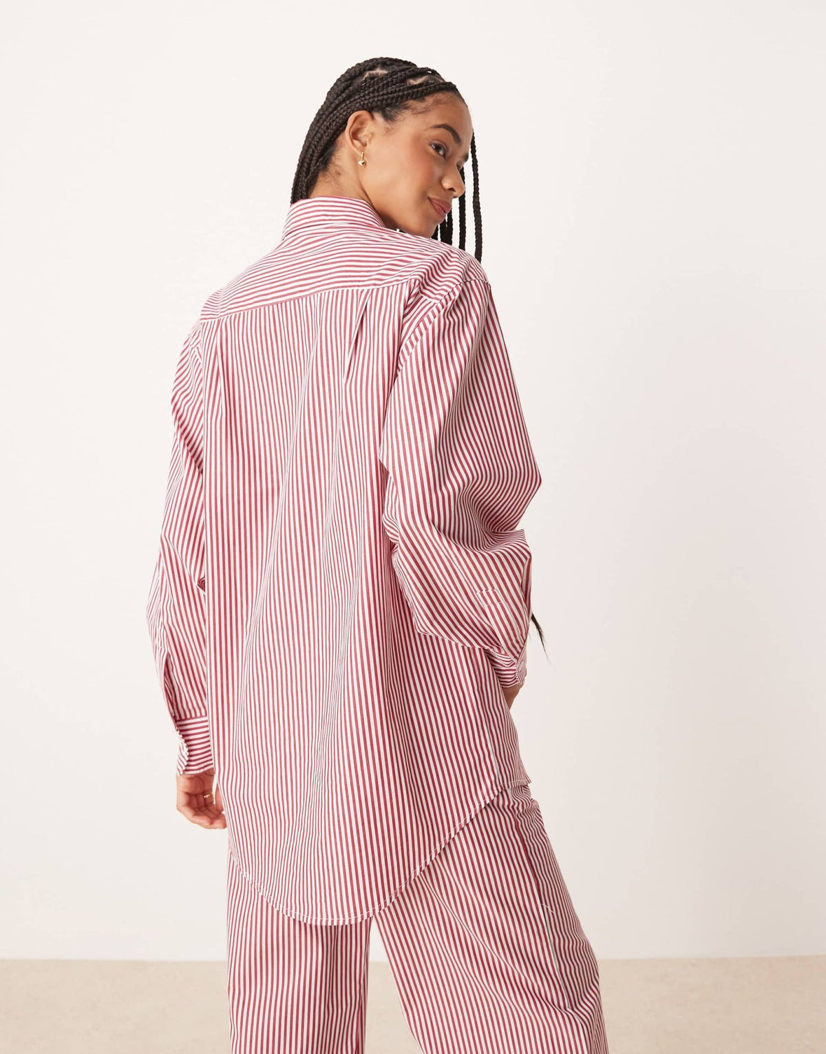 Glamorous oversized poplin shirt in red stripe co-ord - ASOS Sample Sale