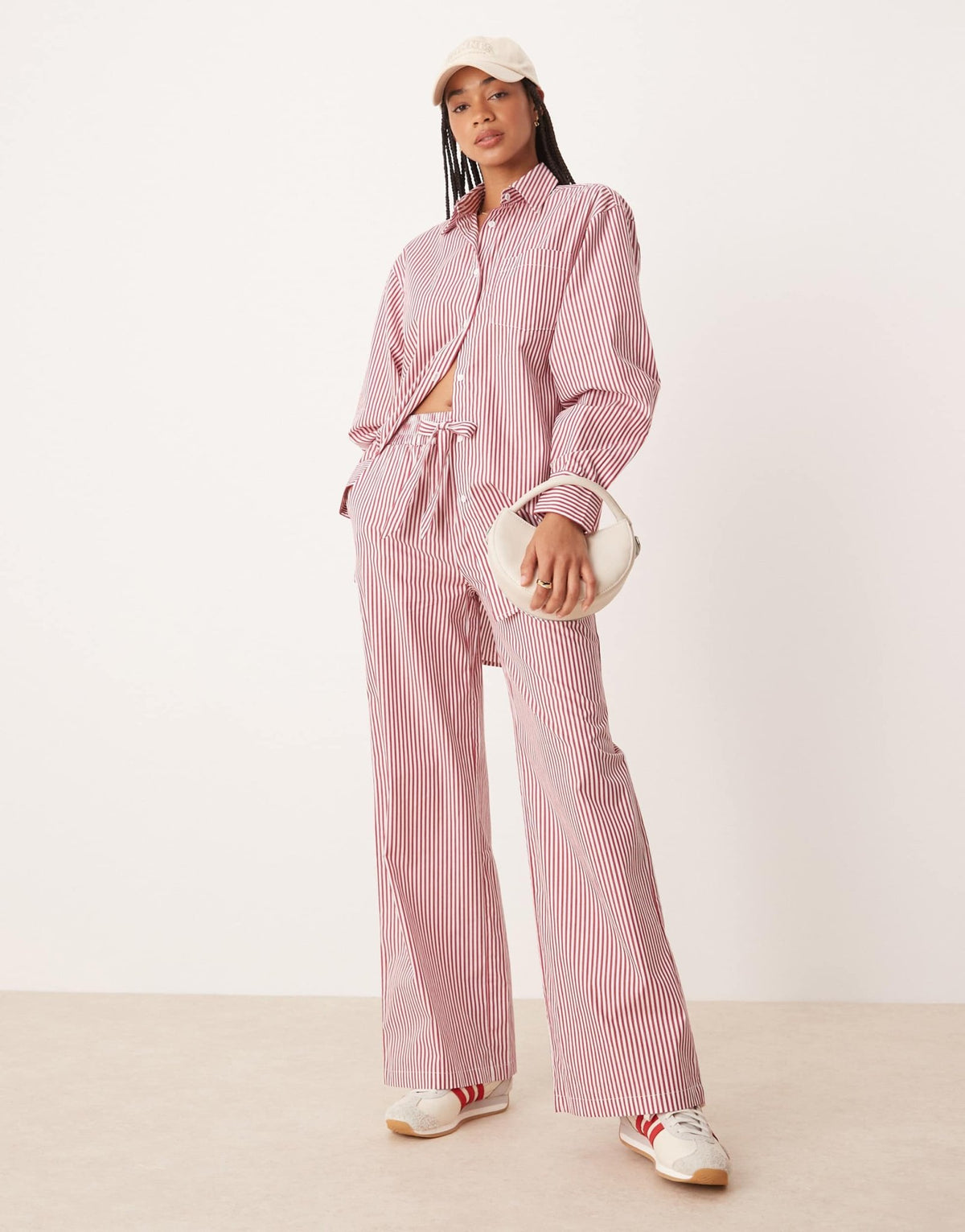 Glamorous oversized poplin shirt in red stripe co-ord - ASOS Sample Sale
