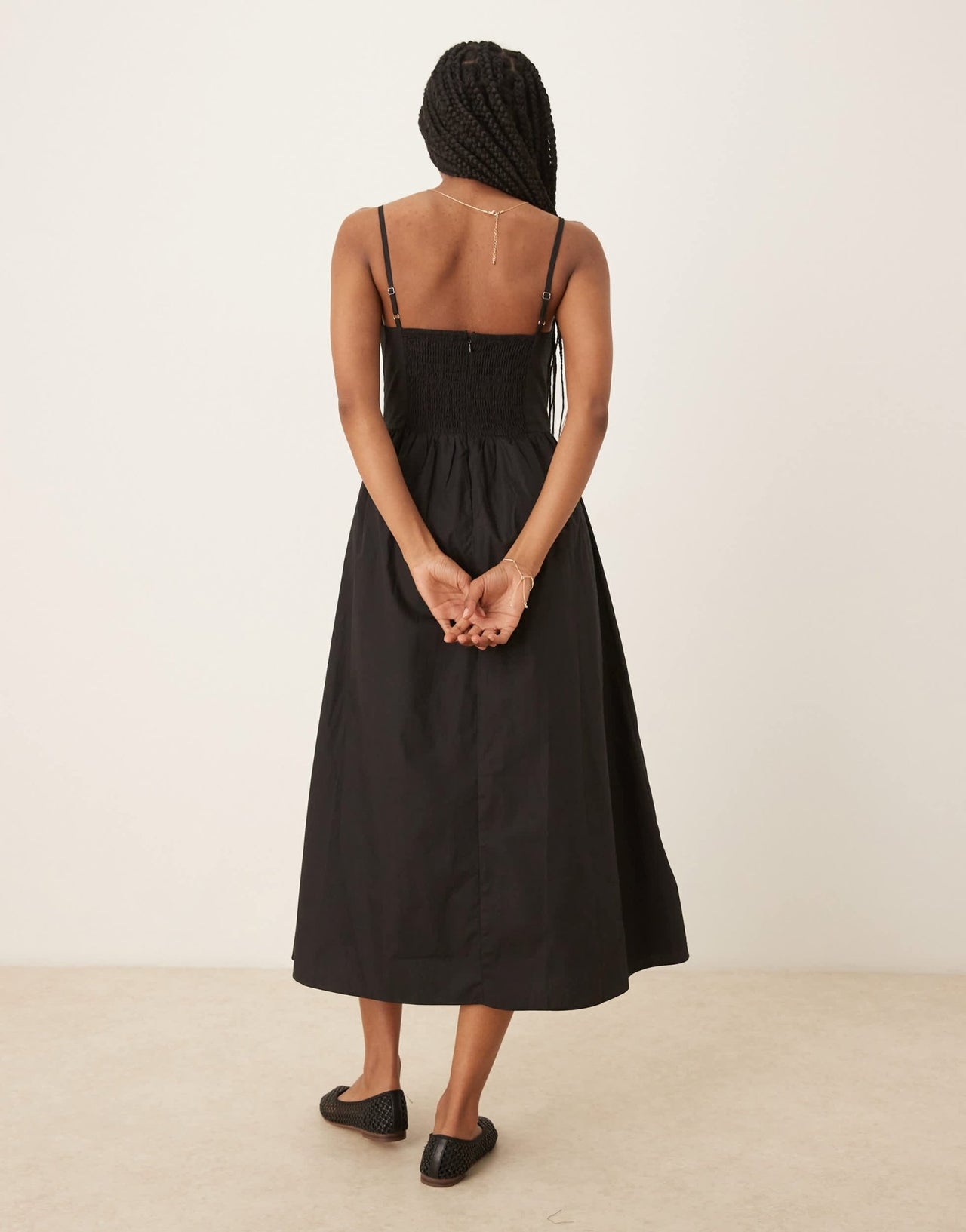 Glamorous poplin midi dress with tie bust in black - ASOS Sample Sale