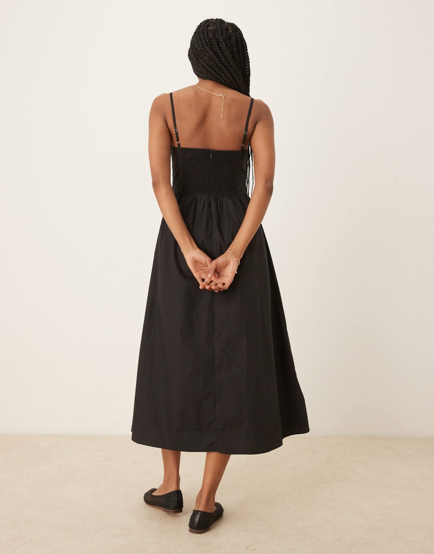 Glamorous poplin midi dress with tie bust in black - ASOS Sample Sale