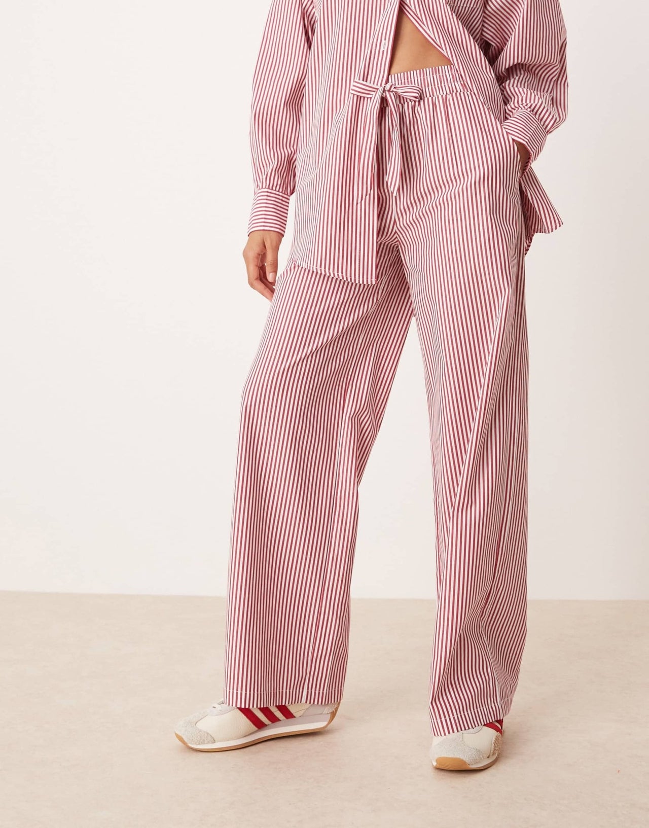 Glamorous pull on poplin trousers in red stripe co-ord - ASOS Sample Sale