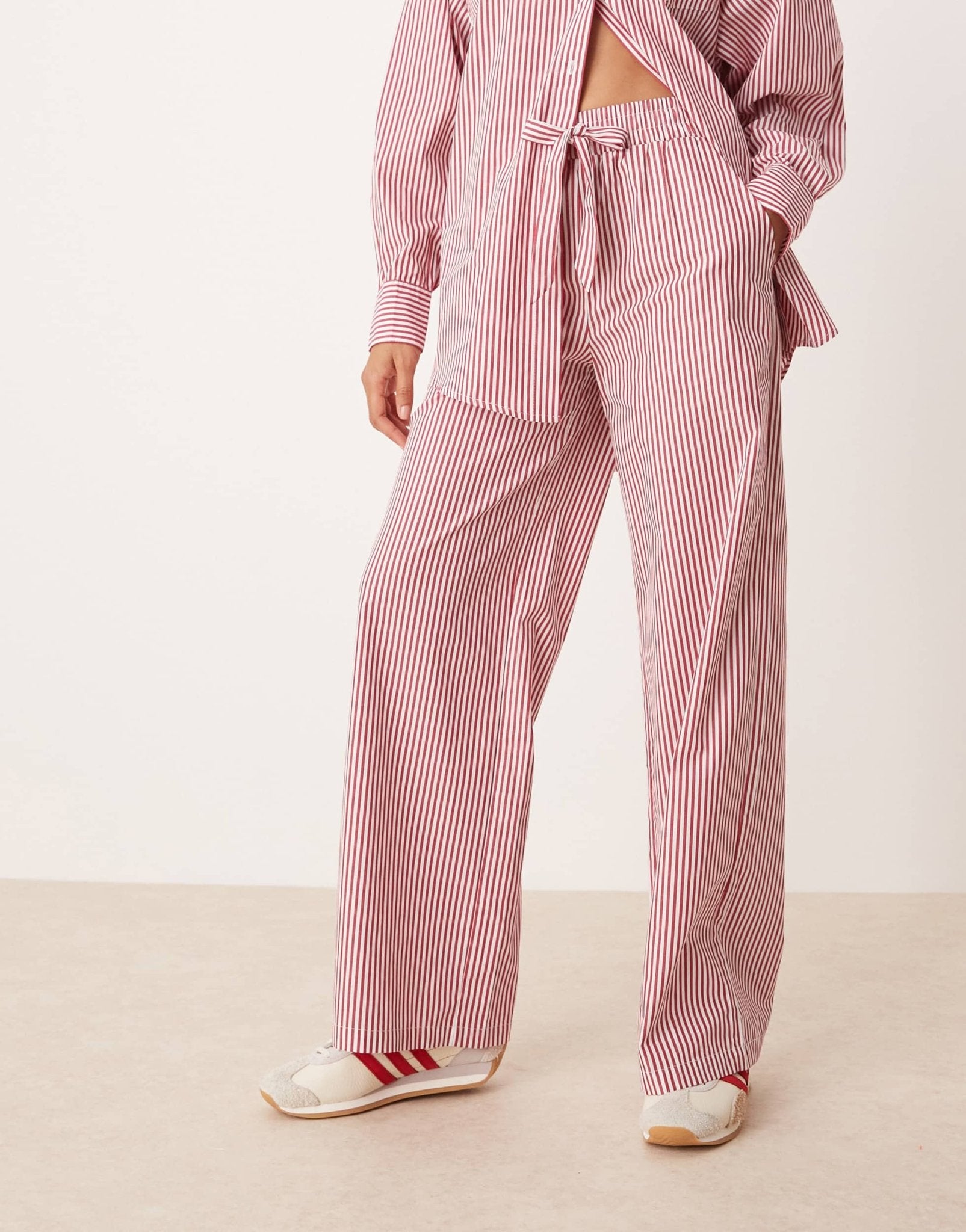 Glamorous pull on poplin trousers in red stripe co-ord - ASOS Sample Sale