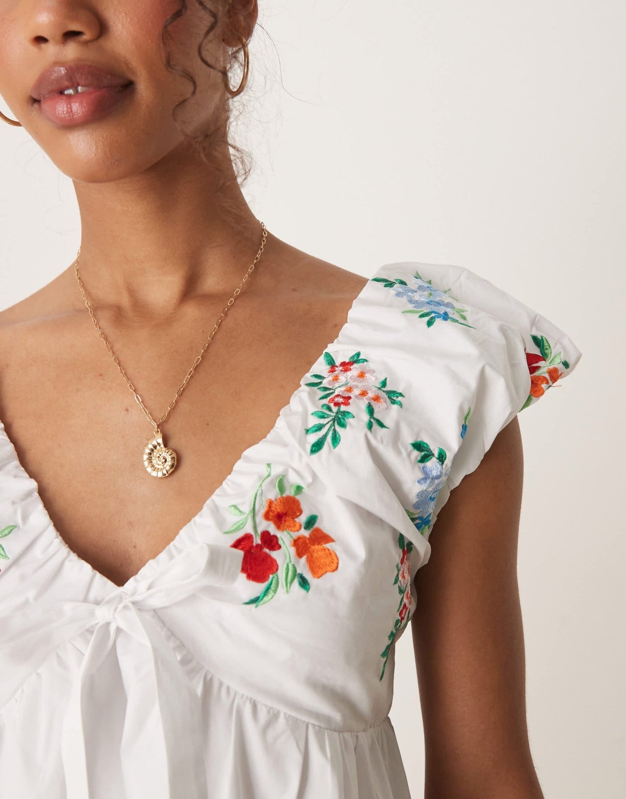 Glamorous smock mini dress with floral embroidery in white - ASOS Sample Sale